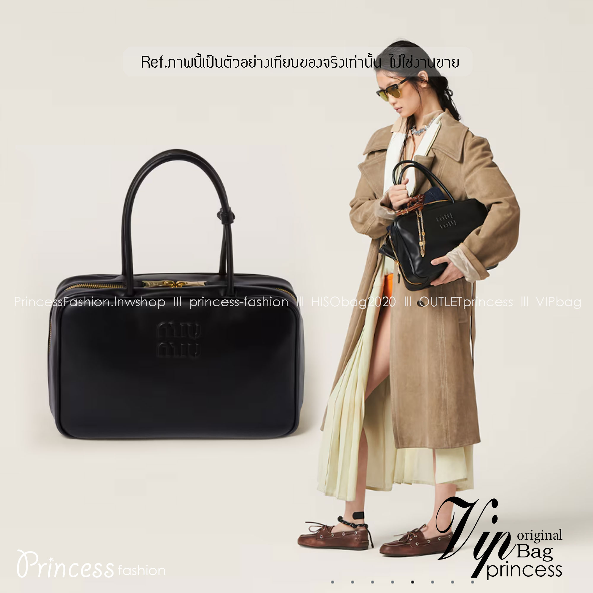 MIUMIU Leather top-handle bag / MIUMIU Boston Bag กระเป๋าถือสะพาย เกรดออริ 1:1 ใช้งานต่างประเทศได้