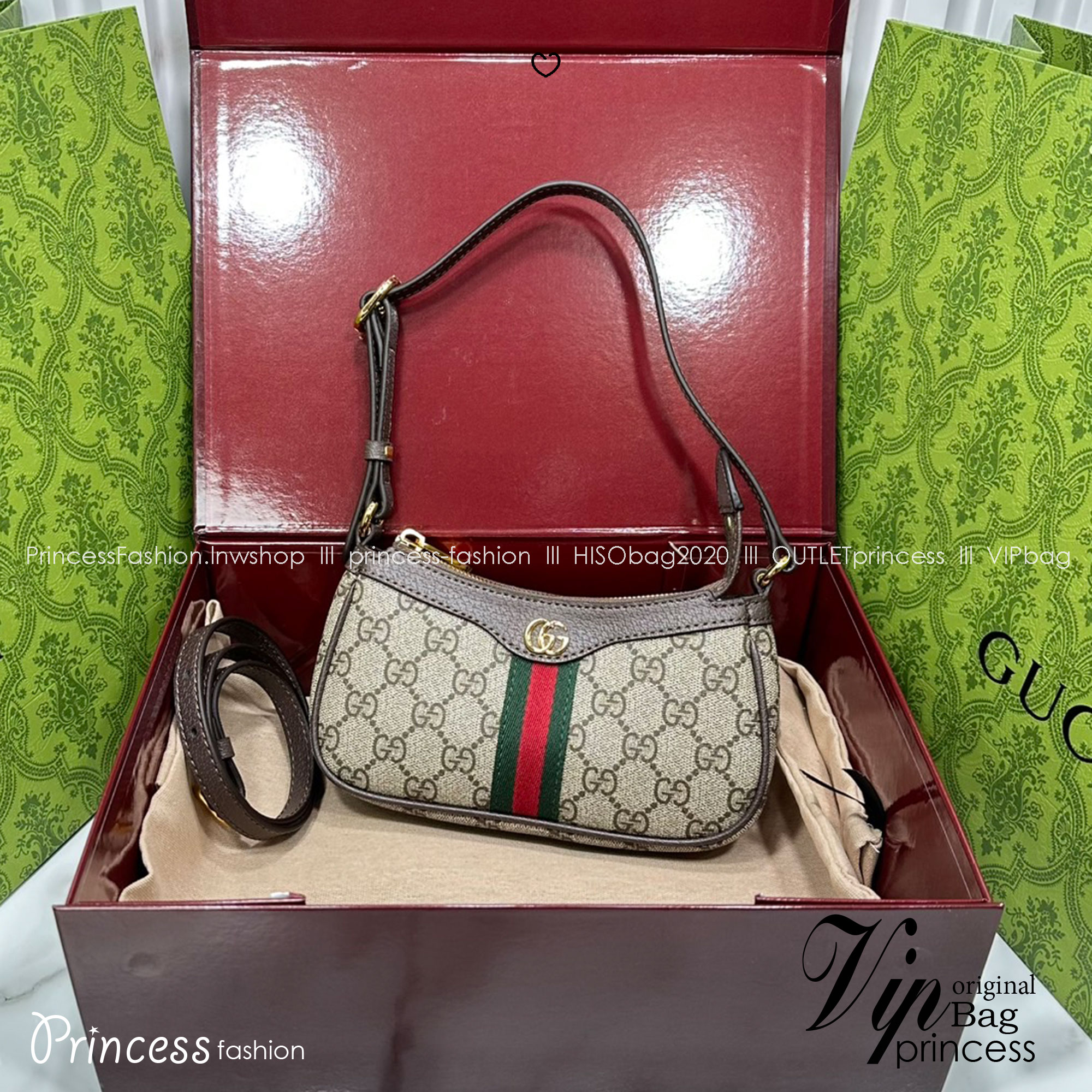 ORI หนังแท้ | GUCCI Ophidia shoulder bag กระเป๋าสะพายทรงโฮโบ คอลเล็กชั่น Ophidia ไฮไลท์รูปทรงและฟังก์ชั่นการใช้งานที่ได้รับการตีความใหม่