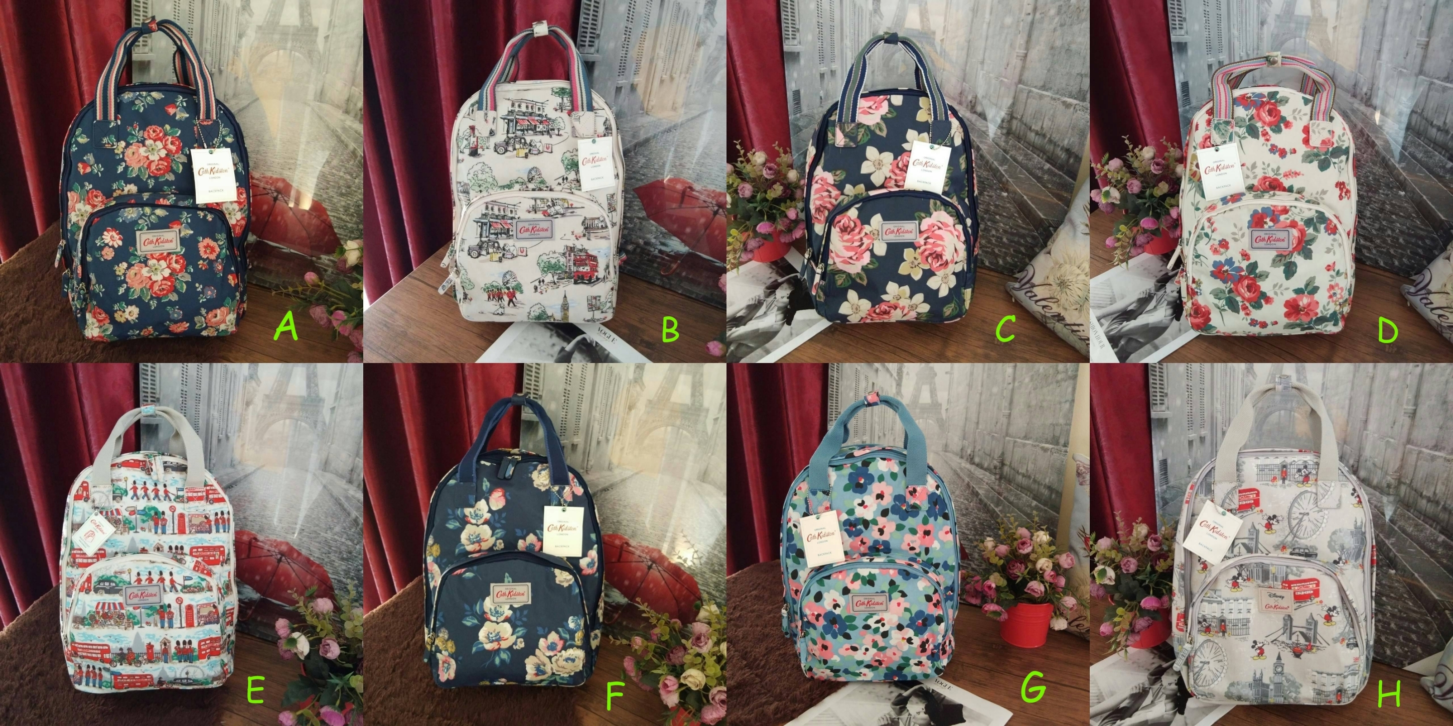 Cath Kidston Backpack Bag - กระเป๋าเป้ สไตล์วินเทจสุดฮิต - เปิด/ปิดกระเป๋าด้วยซิปรอบ - ภายใน มีช่องซิปใหญ่ใส่ของ 2 ช่อง จุของได้เยอะ - ด้านหน้ามีช่องซิปเล็ก 1 ช่อง