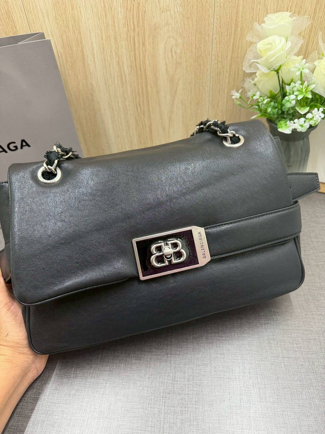 ORI หนังแท้ | Balenciaga Modu Shoulder Leather Bag / Modu Tote Bag 30cm กระเป๋าสะพายทรงโท้ท ดีไซน์ใหม่สวยเก๋ตามแบบฉบับแบรนด์