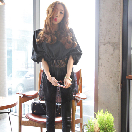 พร้อมส่ง 🍫 Black rose tops เสื้อแขนสั้นลูกไม้งานสวย (IN33074)