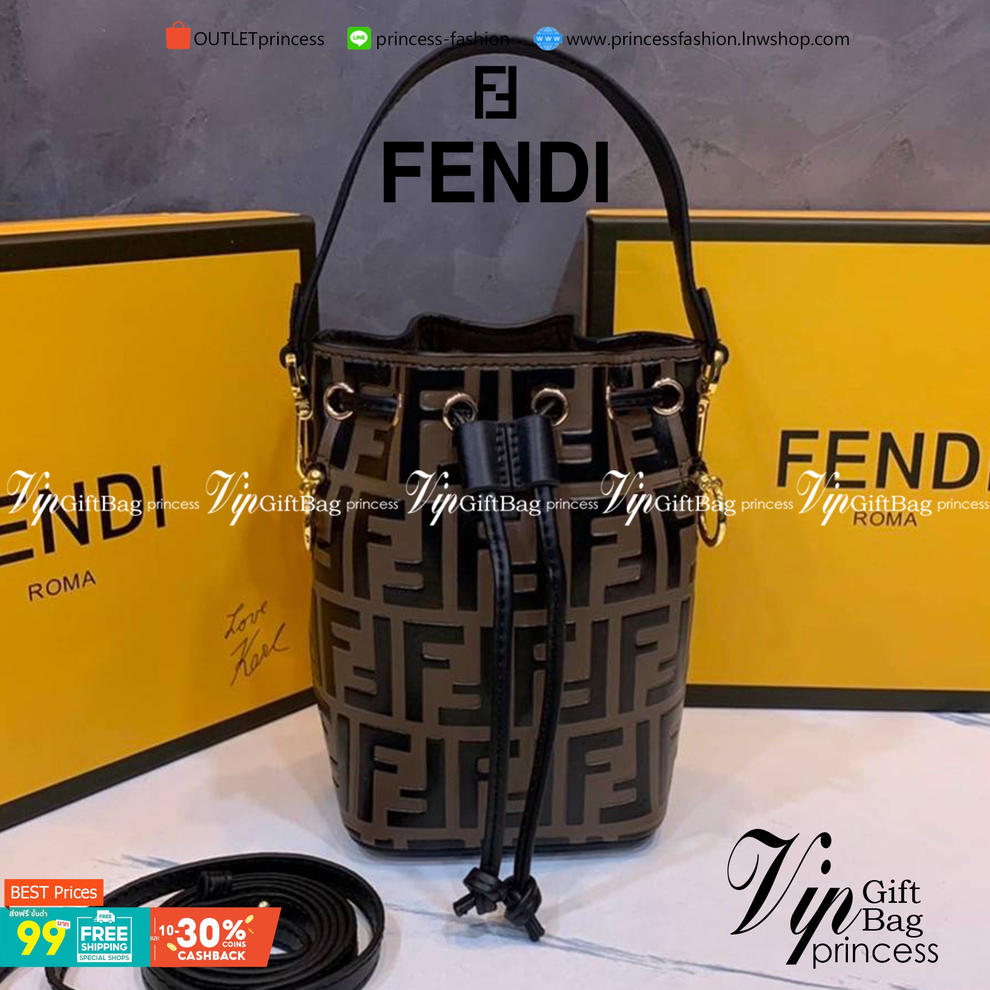 FENDI MON TRESOR Brown leather mini-bag กระเป๋าถือหรือสะพายไหล่ทรงขนมจีบสุดคลาสสิก วัสดุหนังแท้อย่างดี ลวดลายเอกลักษณ์ตามแบบฉบับแบรนด์ สวยหรู ดูแพง คุณนายสุดไปเลยค่า ถือแล้วสวยมากๆ จุของได้กำลังดี ทรงนี้ต้องมีติดตู้ไว้สักใบนะคะ!