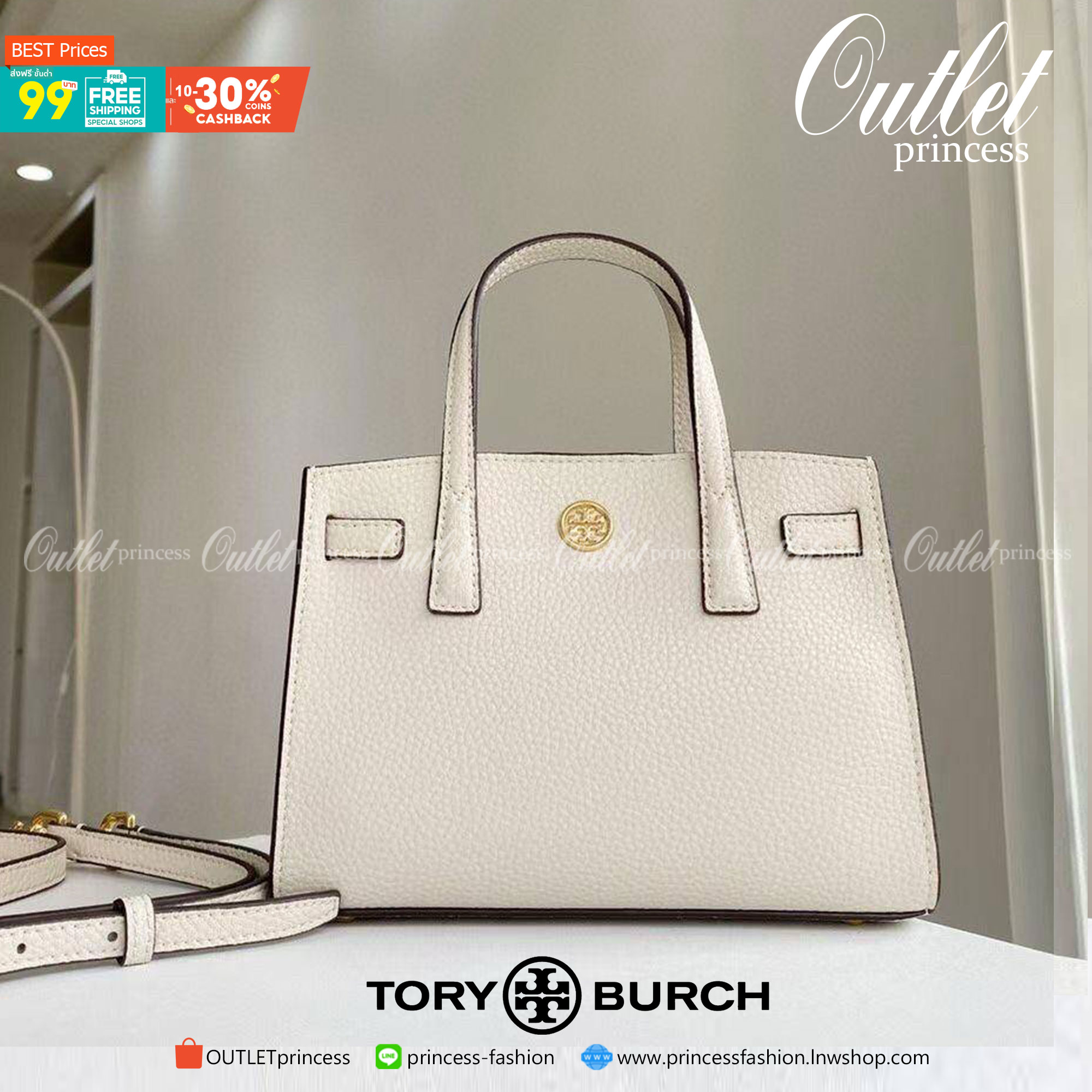 ของแท้ 💯% 】Tory walker Micro Satchel กระเป๋าถือหรือสะพายไหล่ วัสดุหนังแท้ ด้านหน้าประดับโลโก้แบรนด์ อะไหล่ทองสวยหรู
