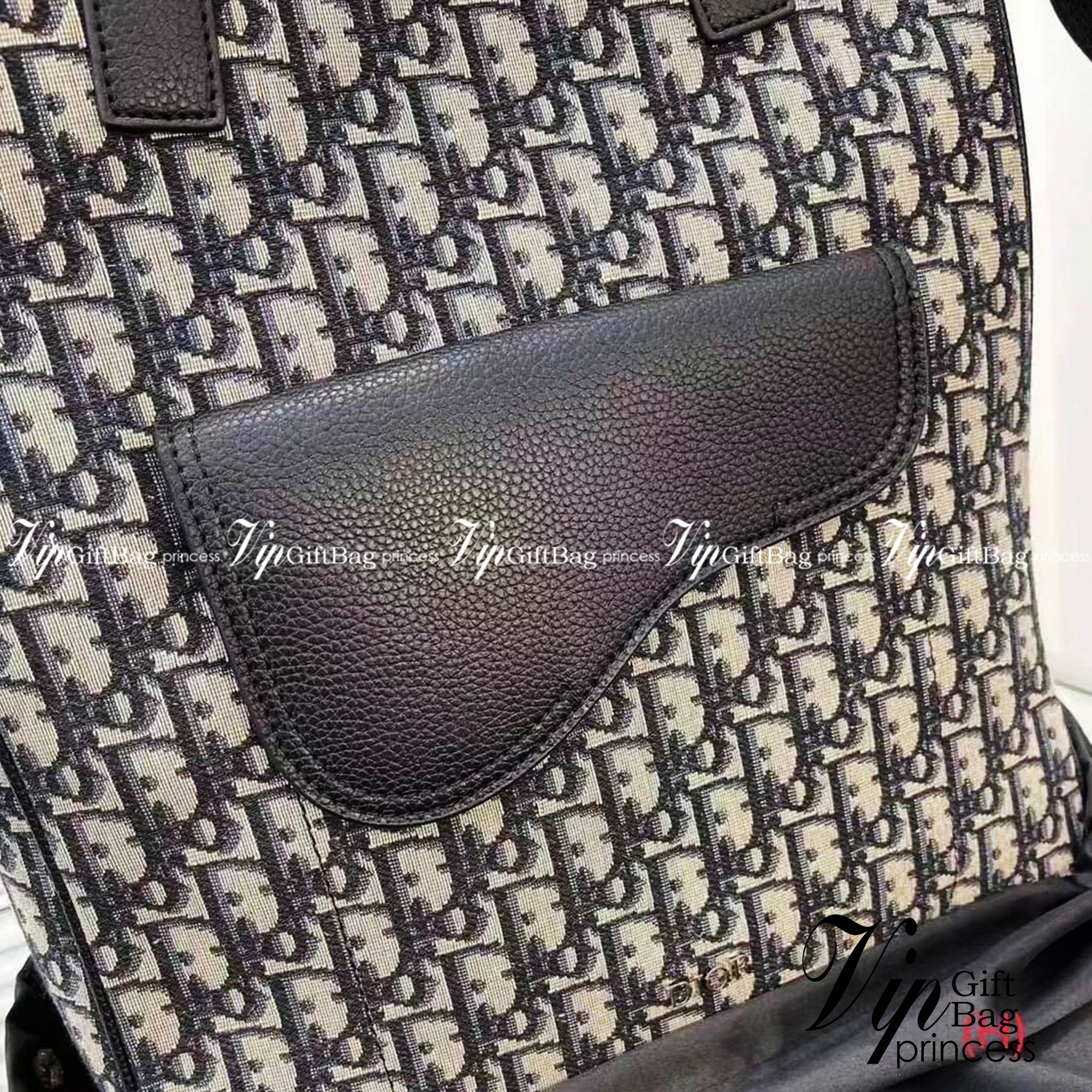 DIOR Saddle Tote Bag with shoulder strap Beige and Black Oblique Jacquard พร้อมส่งที่ไทย
