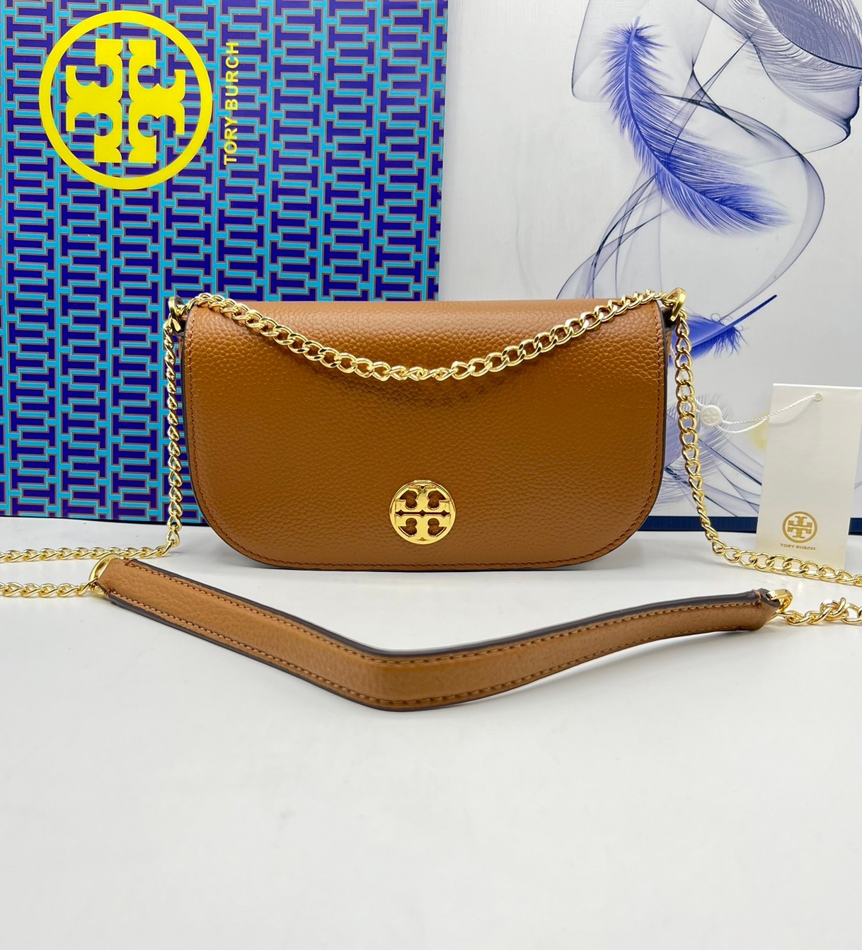 TORY BURCH Chelsea Pebbled Crossbody Bag กระเป๋าสะพายเรียบหรู เกรดออริ สลับแท้ 1:1 ใช้งานต่างประเทศได้