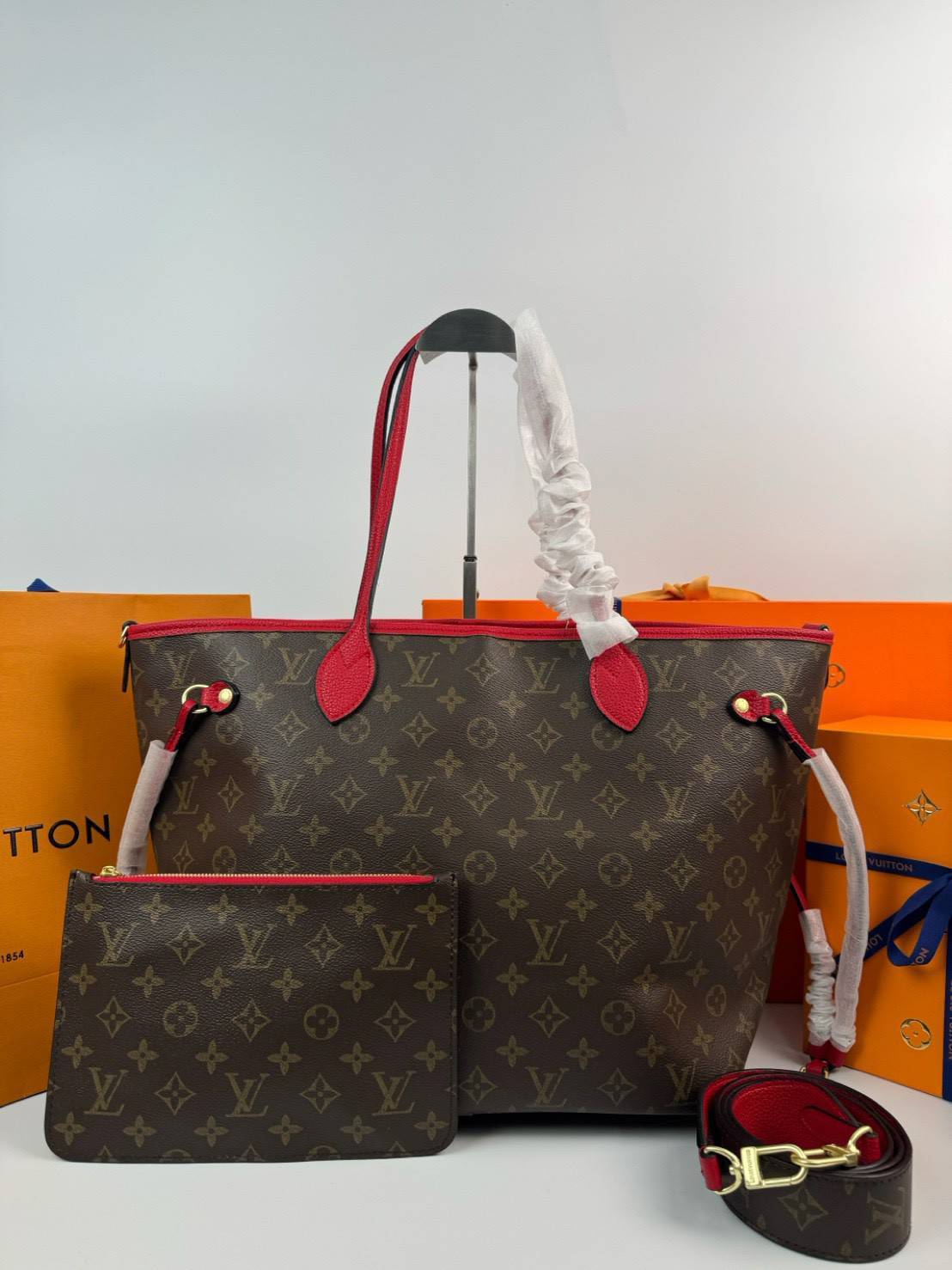 ORI หนังแท้ | LV Inside Out MM Tote Bag กระเป๋าสะพายทรงโท้ท พร้อมใบเล็ก