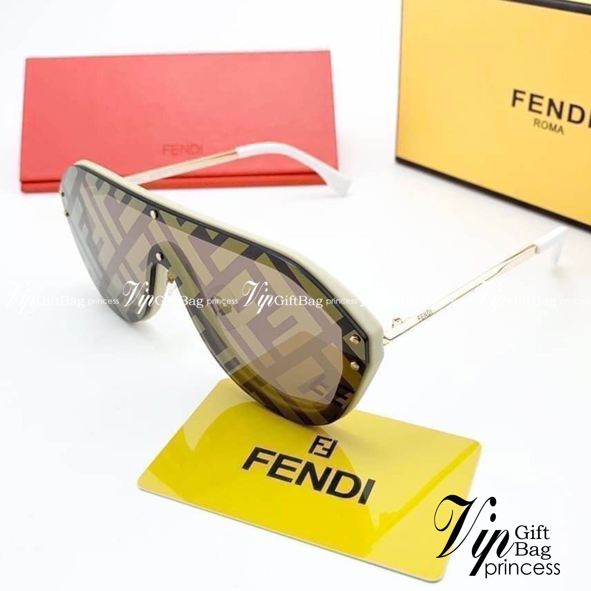 FENDI SUNGLASSES *ขอบครีม* แว่นตาเฟนดิ เกรดออริจินอล 1:1 งานสวยสุด คุณภาพดี Hi-quality กันแดดเต็มประสิทธิภาพ UV400 ภาพถ่ายจากสินค้าจริง