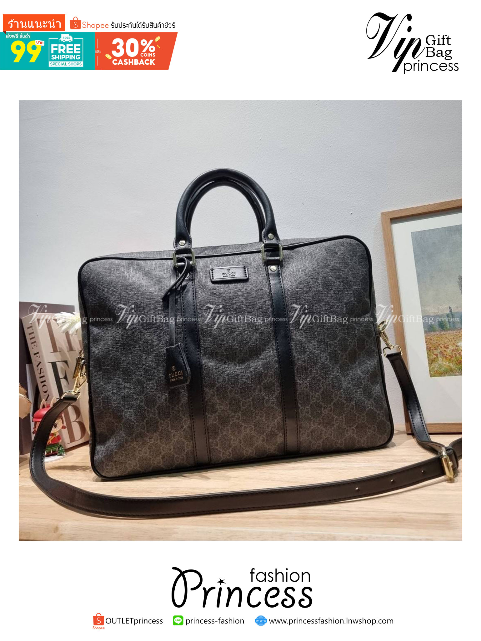 GUCCI BRIEFCASE / GG Supreme work bag / GG laptop bag / GG CLASSIC BRIEFCASE MESSENGER ไอเท็มสุดปัง!! ที่เหมาะสำหรับคนทำงานออฟฟิศมากๆ