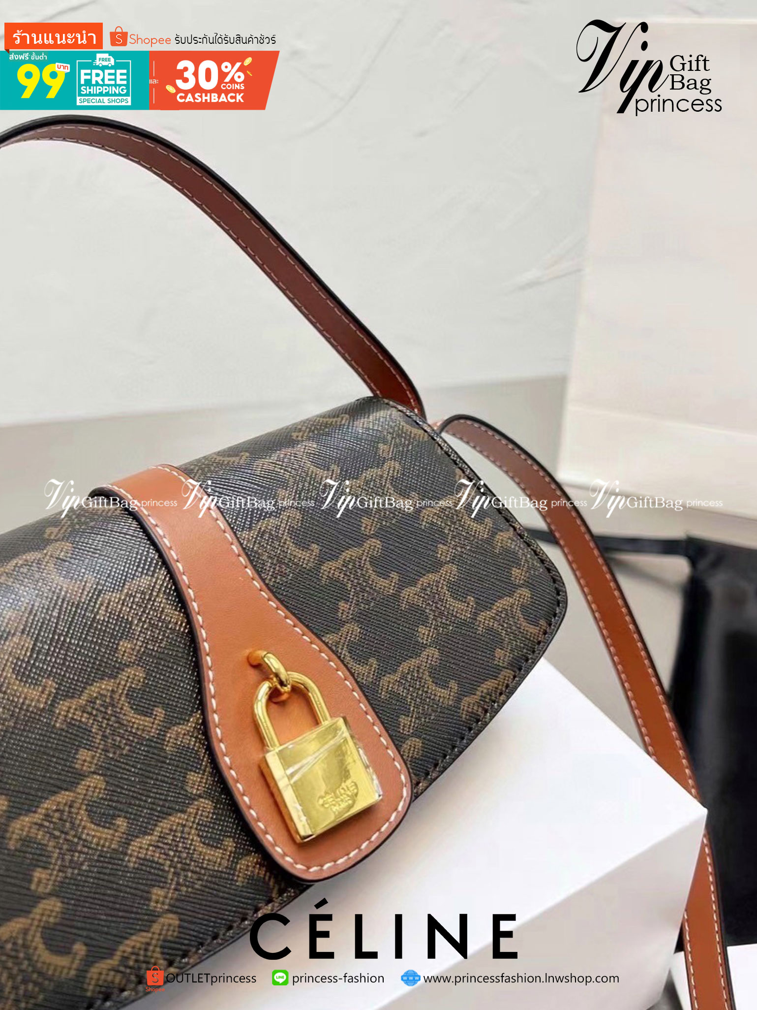 VIP 】CELINE TABOU CLUTCH BAG CELINE MINI CROSSBODY BAG (GWP) วัสดุ Triomphe Canvas หนังสวยอยู่ทรงกันน้ำได้ ขนาดกำลังน่ารัก การออกแบบที่เน้นความเรียบแต่หรู มาพร้อมสายสะพายสั้นและสายสะพายยาว สำหรับสะพายไหล่ สายปรับระดับสั้น-ยาวได้ (ถอดไม่ได้) โดดเด่นที่ด้าน