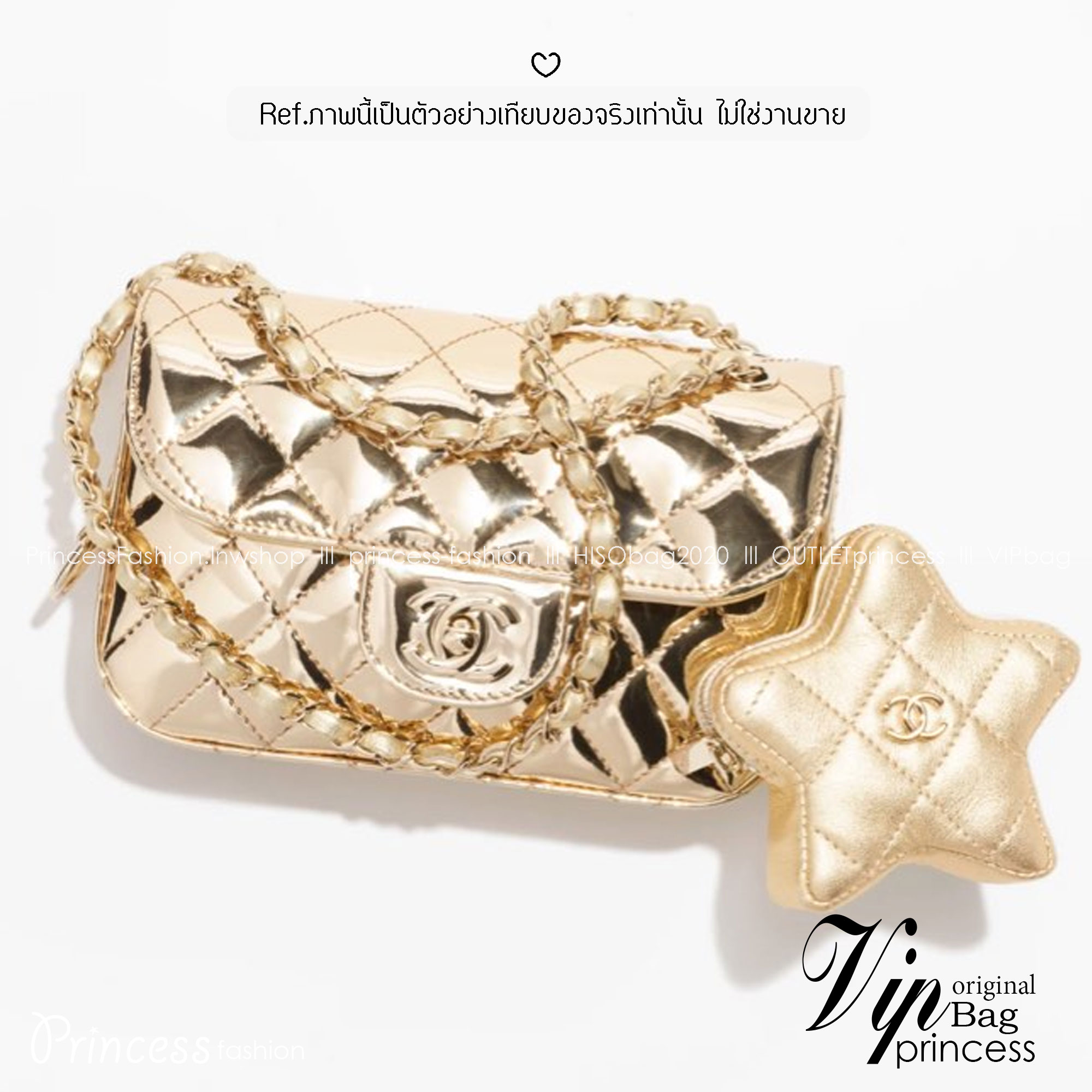Chanel FLAP BAG & STAR COIN PURSE / CHANEL 24C Gold Metallic Mini Flap Bag กระเป๋าสะพายสีทองเงางามสุดหรู ผู้ดีสุด รวยสุดไปเลยค่า เกรดวีไอพี 1:1 เกรดดีสุด ผ่านทุก ตม ใช้งานต่างประเทศได้