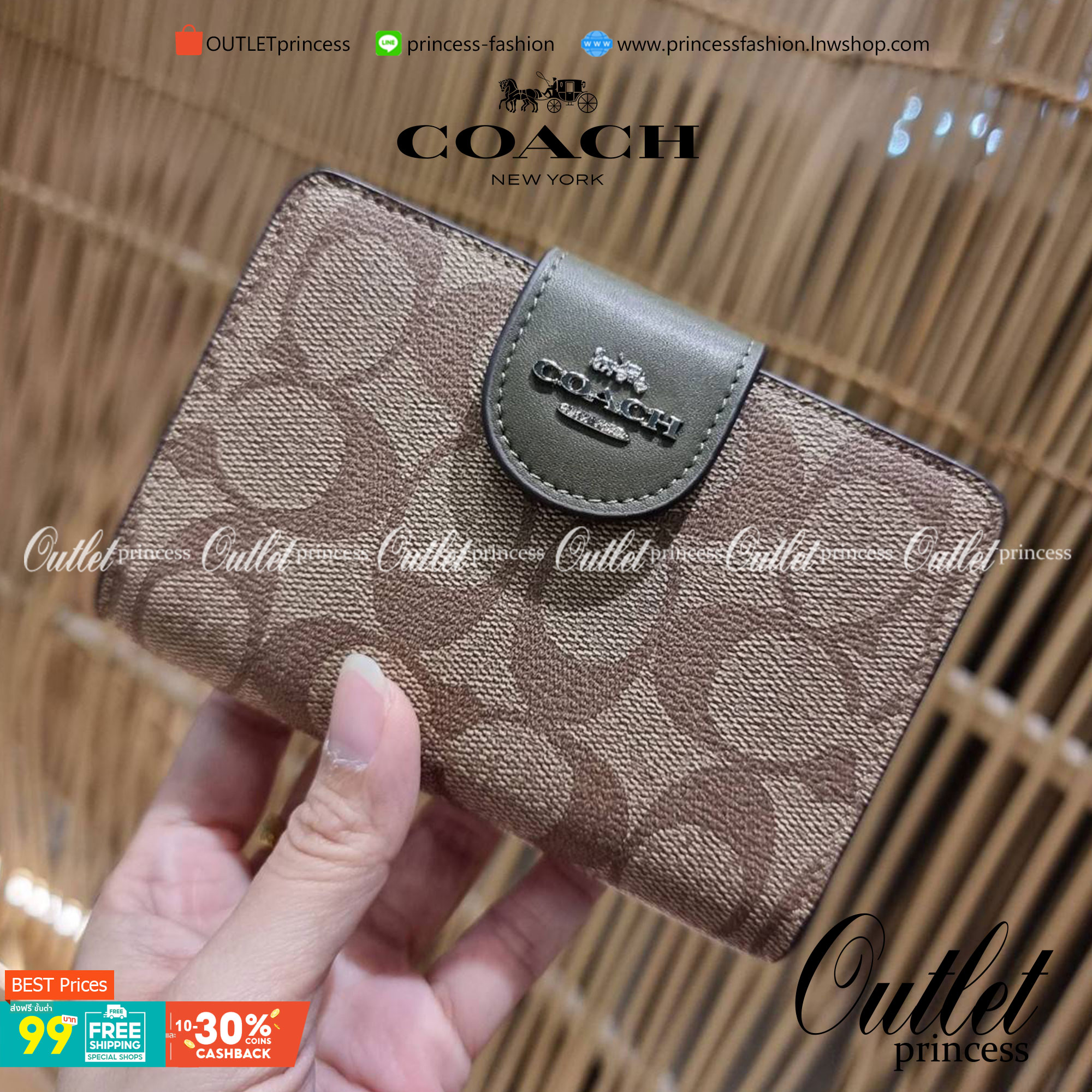 COACH C0082 MEDIUM CORNER ZIP WALLET IN SIGNATURE CANVAS ดีไซน์ใหม่ล่าสุด!! กระเป๋าสตางค์ใบกลาง 👛 ขนาดกำลังเหมาะมือ วัสดุหนังแคนวาสเคลือบลาย ดูแลรักษาง่าย มีช่องใส่บัตรและธนบัตรครบ และช่องซิปแยกไว้ใส่เหรียญ ครบเซ็ทแบบนี้เหมาะส่งต่อเป็นของขวัญที่สุ