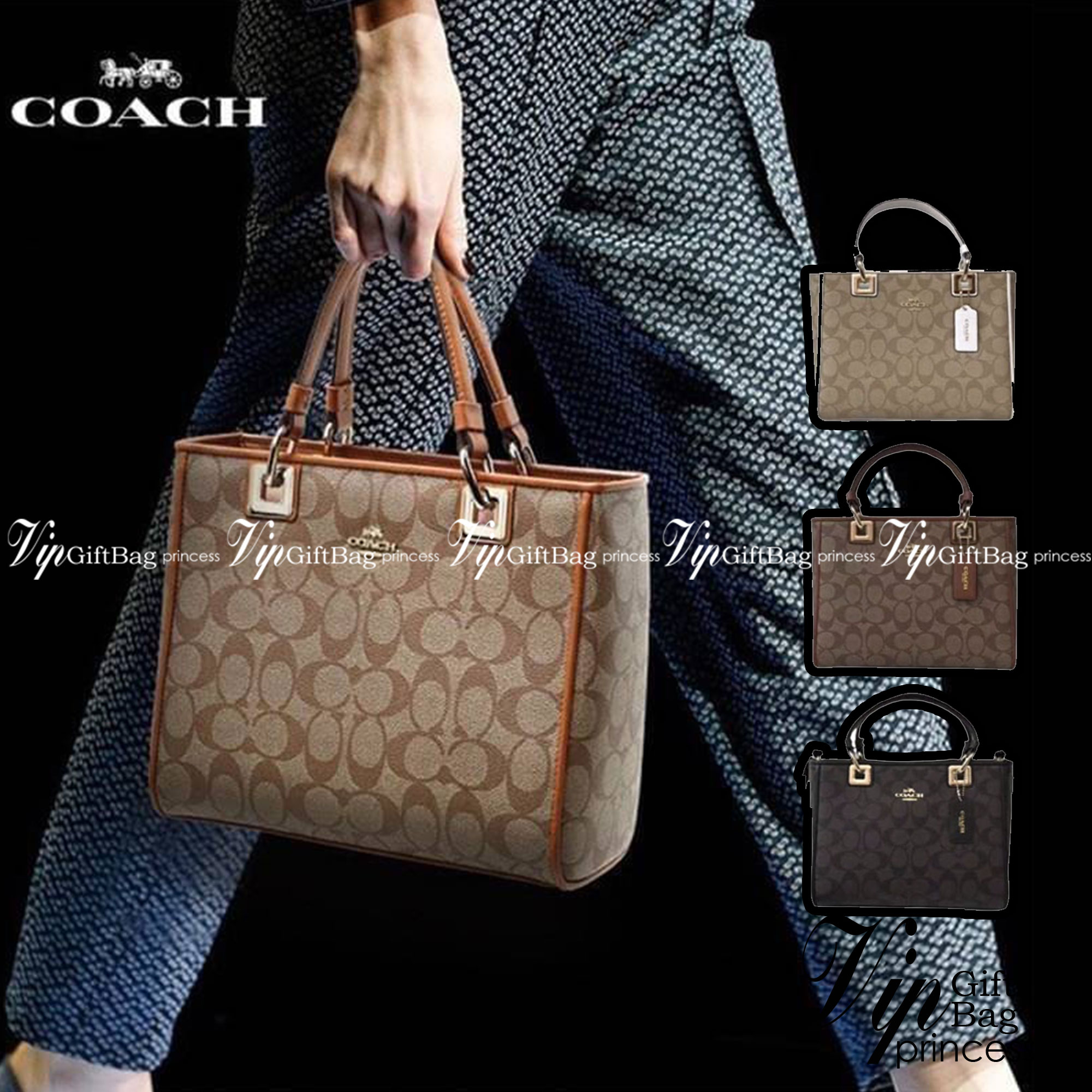 Coach Perry Tote Classic Bag F57568 รุ่นใหม่ล่าสุด กระเป๋ารูปทรงสี่เหลี่ยมสุดคลาสสิก เป็นกระเป๋าอเนกประสงค์ที่สามารถใช้ได้แทบทุกโอกาส ไม่ว่าจะไปเรียน, ไปทำงาน, ไปเที่ยว หรือแม้แต่ไปชอปปิง ด้วยขนาดที่กำลังดี ไม่ใหญ่เทอะทะ แต่ก็ไม่เล็กจนเกินไป มาพร้อมหูหิ้ว