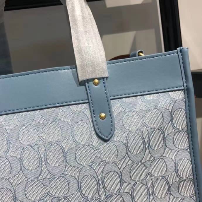 ของแท้ 💯% Handbag COACH Sig Jacq Fld Tot 30 C3282 B4SBX B4/Marble Blue
