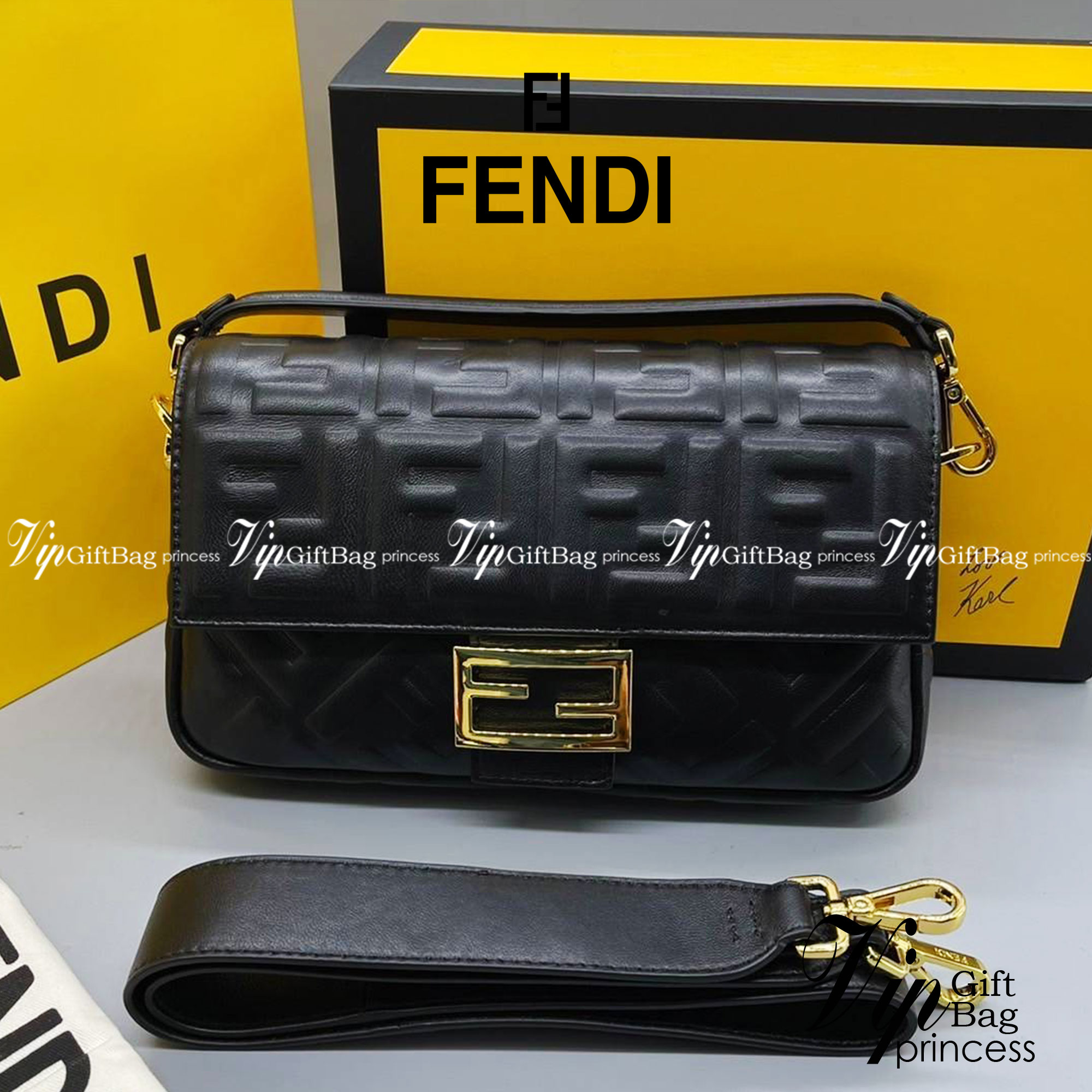หนังแท้ FENDI Baguette Black leather bag พร้อมส่งที่ไทย ภาพสินค้าถ่ายจากงานขายจริง ใช้งานต่างประเทศได้ค่ะ