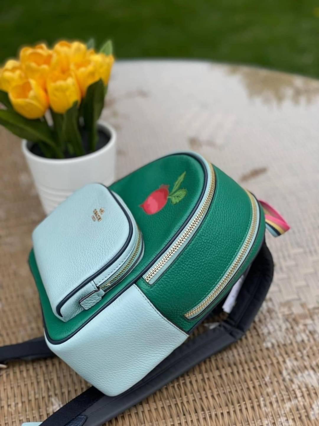 COACH Mini Court Backpack In Signature Canvas With Butterfly / With Radish C8259 C8257 🌈ต่อกันเลย สวยกันก่อน วางน้องไม่ลงเลยจริงๆค่าา😍 พร้อมส่ง! ยังไม่เข้าไทย กับกระเป๋าสะพายหลังแบบมีหูหิ้วในตัว บอกก่อนเลยว่าหนังของน้องทั้งนิ่ม ทั้งสวย อย่