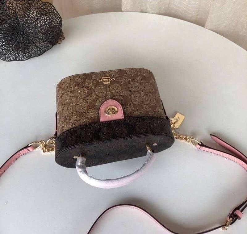 Coach KAY CROSSBODY IN BLOCKED SIGNATURE CANVAS (COACH F78277) IM/BROWN KHAKI GOLD /BLACK