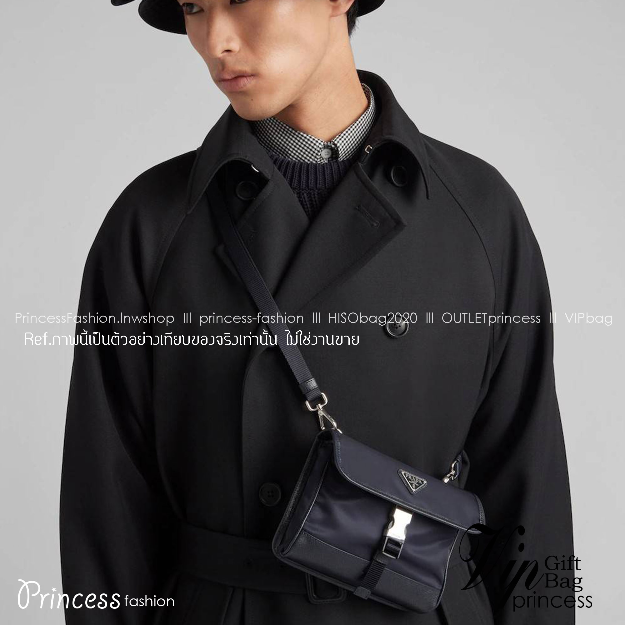 PRADA RE-NYLON AND SAFFIANO LEATHER SMARTPHONE CASE / PRADA Messenger Bag กระเป๋าสะพายสปอร์ต ดีไซน์หรู เรียบง่าย ดูแพง น้ำหนักเบา สายสะพายถอดออกได้