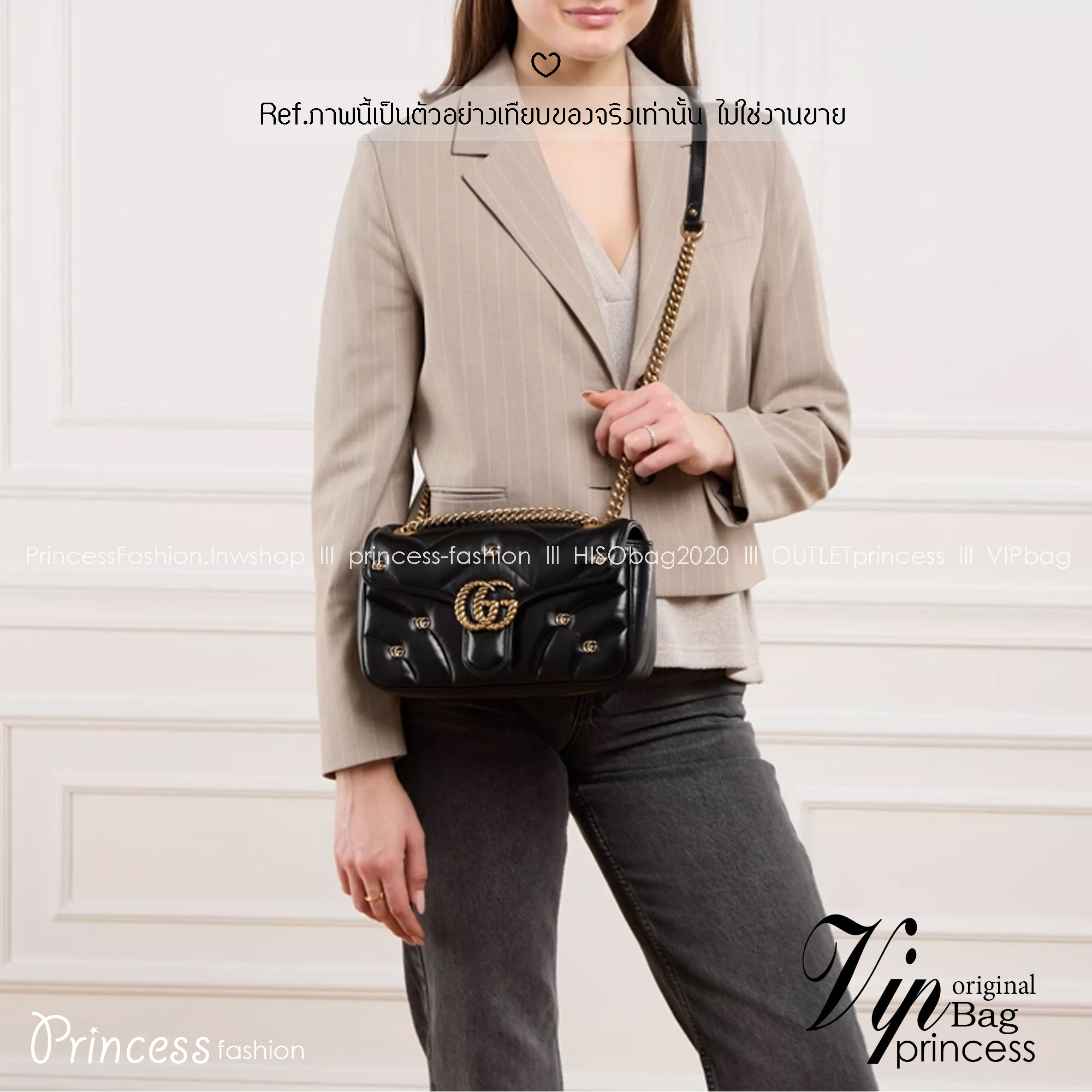 GUCCI GG Marmont Shoulder Bag with monogram-plaque กระเป๋าสะพายรุ่นคลาสสิค ดีไซน์ใหม่ ตกแต่งโลโก้ GG เต็มใบ เพิ่มความลูกคุณลักชูไปอีก สีสวยขับผิว ดูแพง อัพลุคได้สบายๆ