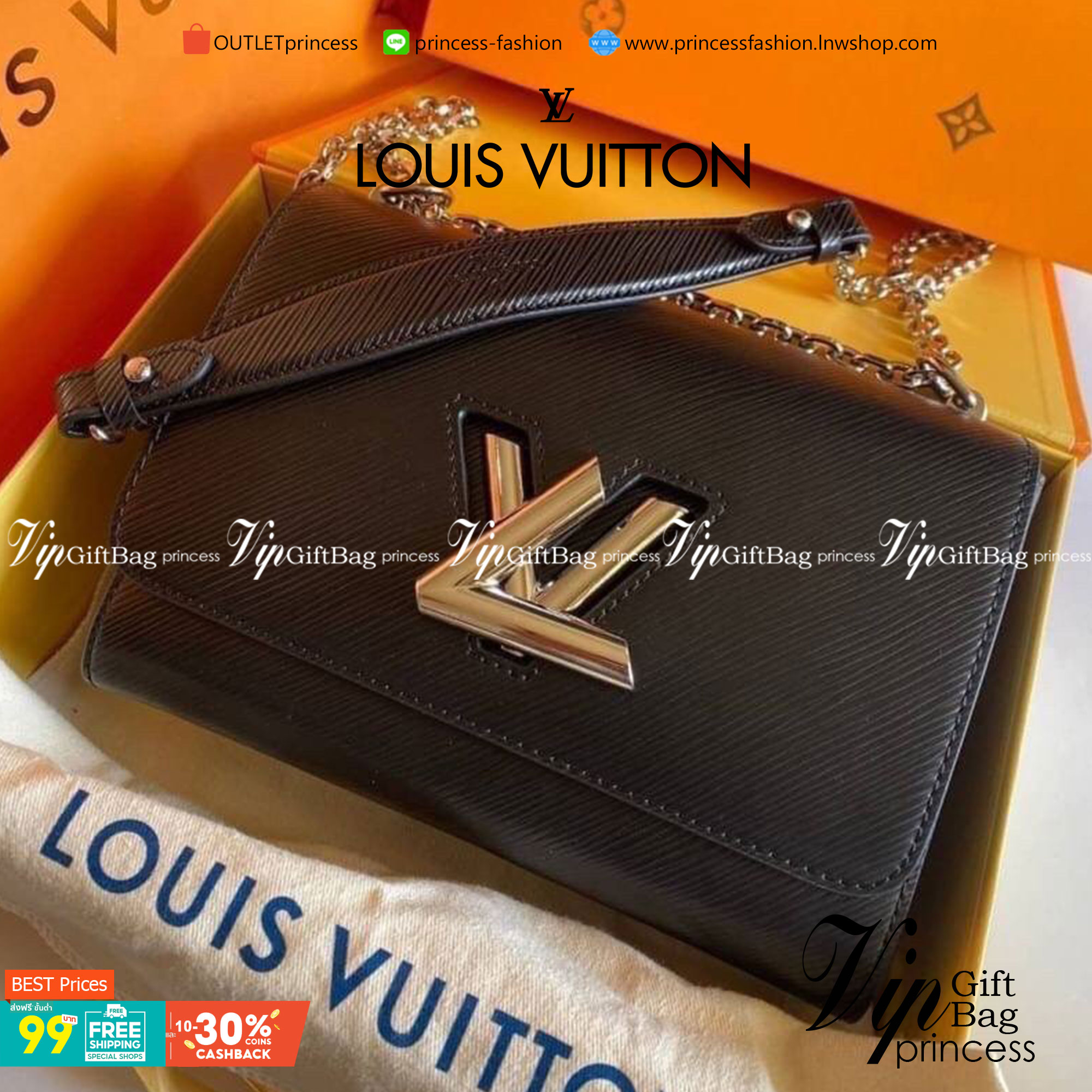 VIP 】หนังแท้ LOUIS VUITTON Epi Twist Shoulder Bag MM 4 สี พร้อมส่งที่ไทย