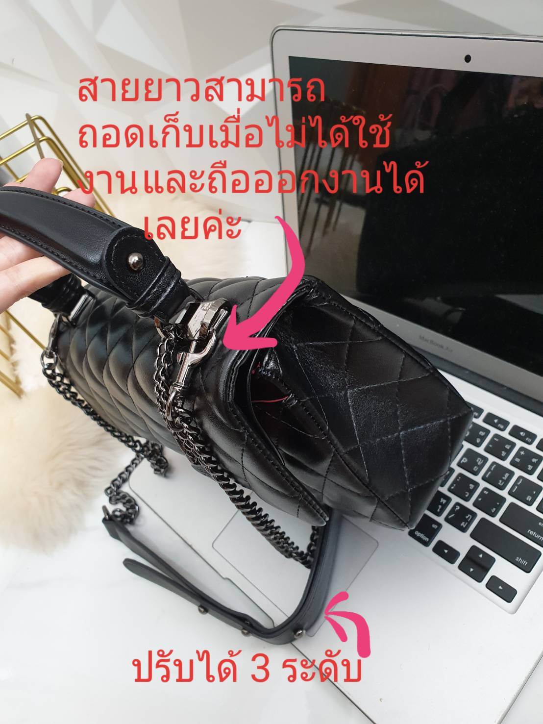 สินค้าเข้าใหม่ KEEP รุ่น Coco chain handbag ✨กระเป๋าทรงหรูวัสดุทำจากหนังแกะสังเคราะห์ หนัง นิ่ม ฟู ตึง สวยอยู่ทรงตามแบบฉบับของแบรนด์ รุ่นใหม่ตัวนี้ปักลายตารางสวยหรู การเย็บประณีตทุกตาราง อะไหล่สีดำ เงา เกรดพรีเมี่ยม ✨รุ่นนี้ดีไซน์มีหูหิ้ว สา