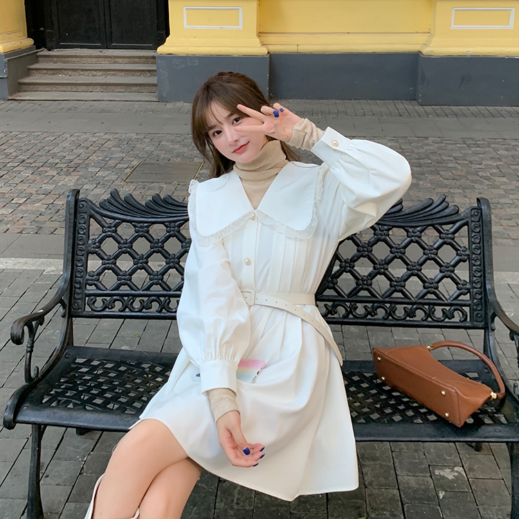 พร้อมส่ง 🎐 Naomi dress เดรสคอปกแขนยาวแต่งเข็มขัดทรงสวย (IN32205)