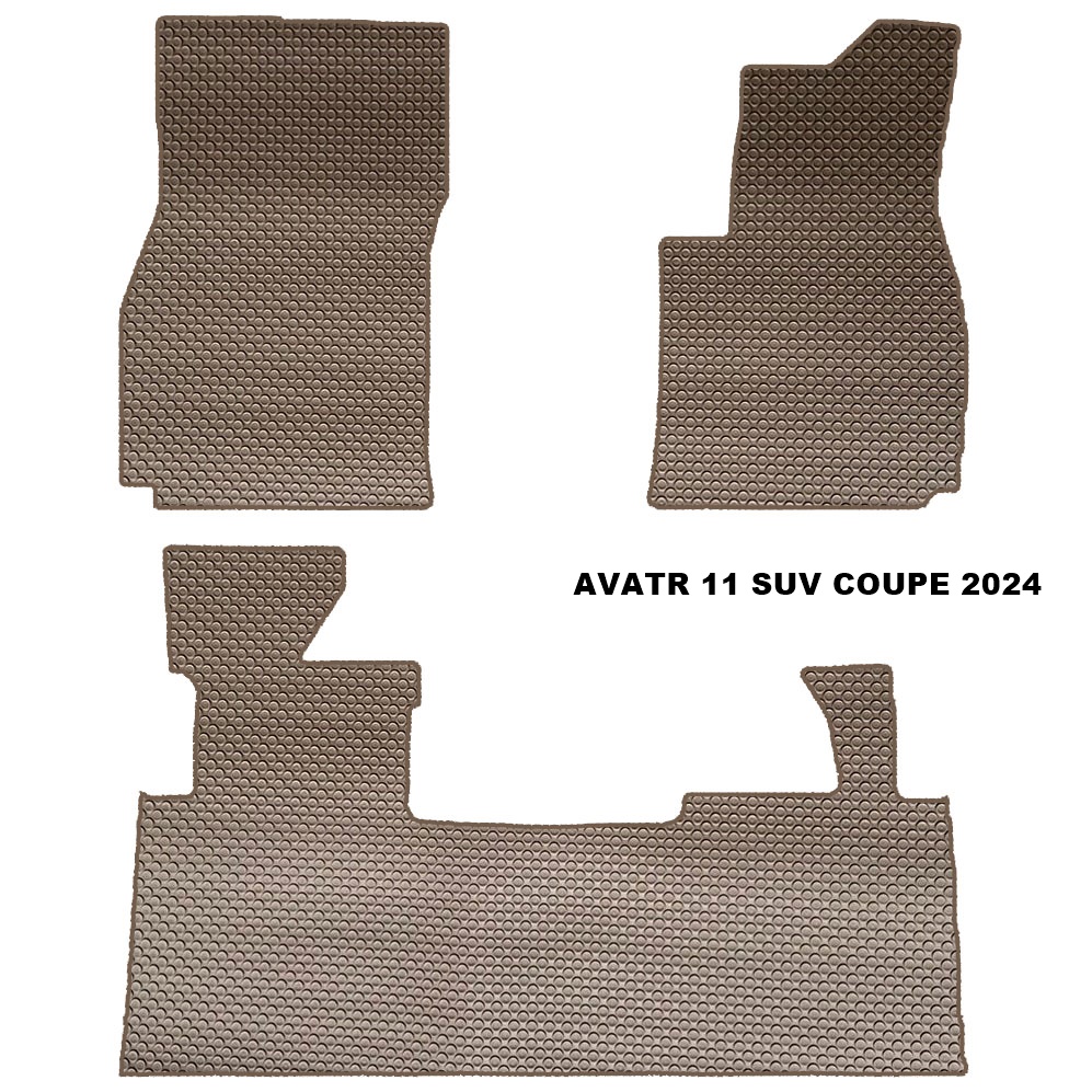 ยางปูพื้นรถยนต์ AVATR 11 SUV COUPE 2024 พรมกระดุม สีน้ำตาล เข้ารูป ในรถ 3ชิ้น