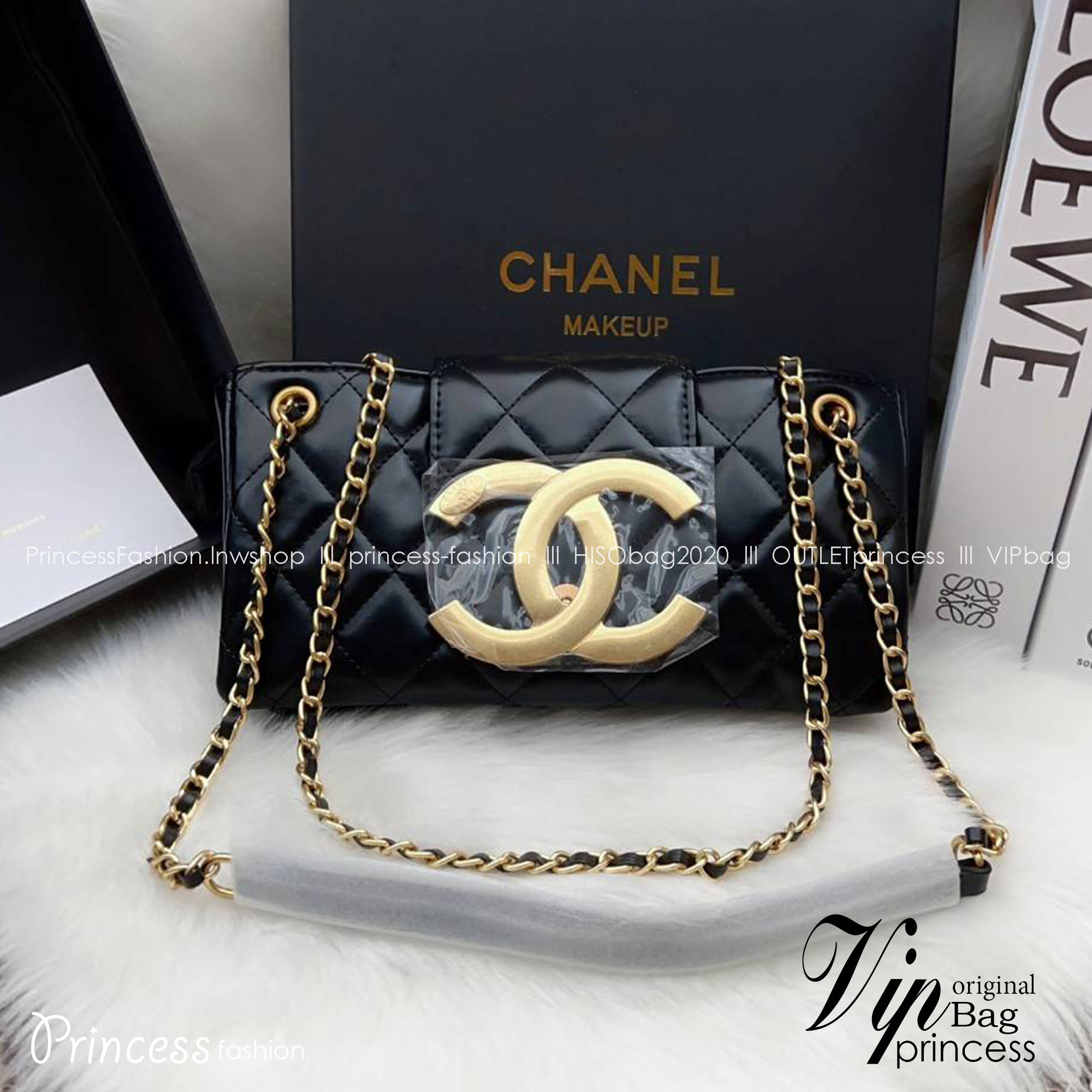 Chanel 24C bag / CHANEL WITH CHAIN / CHANEL Casual Style กระเป๋าสะพายหนังนิ่มลื่นเงาสวย