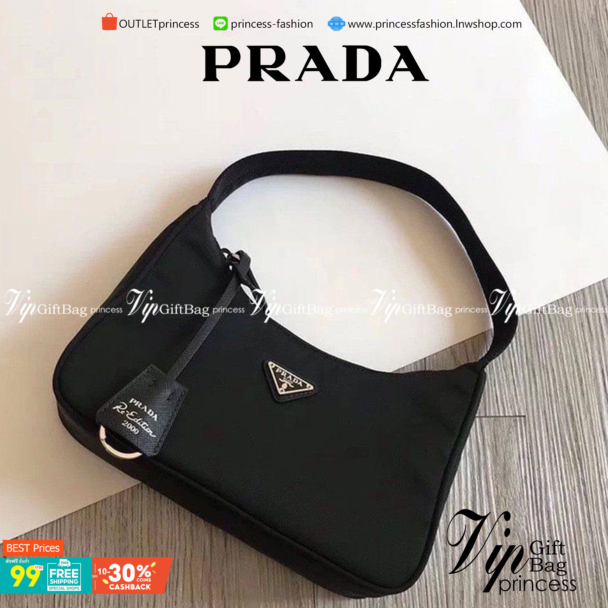 PRADA Nylon Mini Bag รุ่นใหม่แนะนำ!! พร้อมส่งครบ4สี รุ่นขายดีในตำนานค่ะ PRADA NYLON HANDBAGS ขนาดกะทัดรัด **อะไหล่เงิน วัสดุทำจากผ้าNylon อย่างหนา อยู่ทรง กันน้ำได้ หายห่วงคะ ด้านหน้ามีโลโก้แบรนด์ เปิดปิดด้วยซิป มาพร้อมสายผ้า ไม่สามา