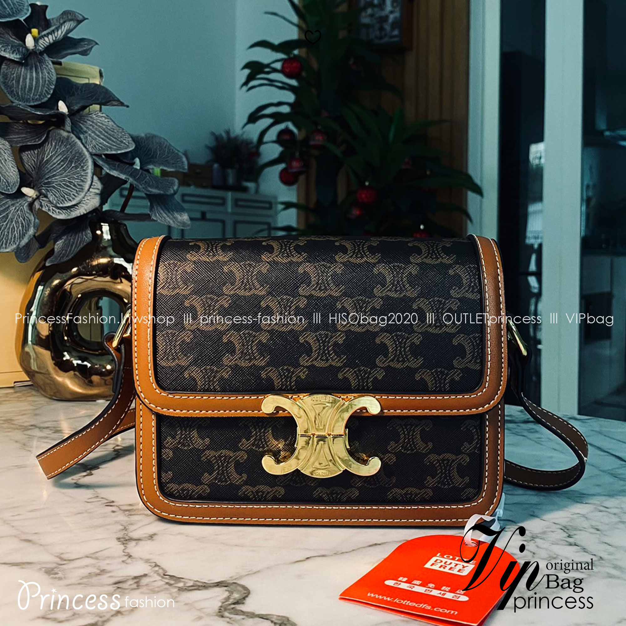 CELINE Teen Triomphe Bag 20cm กระเป๋าสะพายรุ่นยอดนิยม งานสวยอยู่ทรง ไม่มีไม่ได้เลยกับไอเท็มสุดคลาสสิค เนเชอรัลโทน ดูดี ดูแพง -- รับตัวแทนกระเป๋า