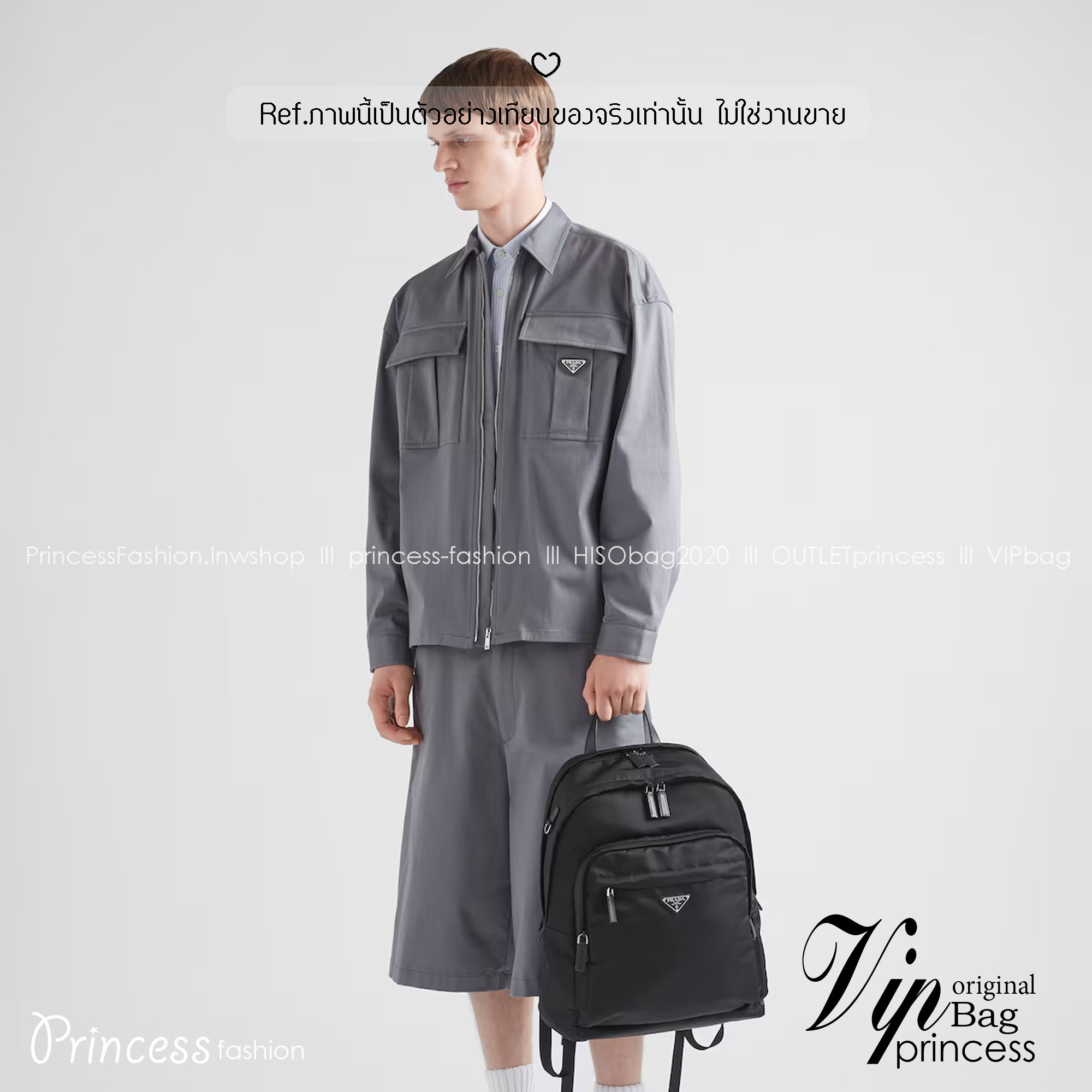Ori หนังแท้ | Prada Re-Nylon and Saffiano leather backpack กระเป๋าเป้สะพายหลังไนลอนใบใหญ่จุของได้เยอะ ดีไซน์ล้ำสมัยสัมผัสความหรูหราคลาสสิก