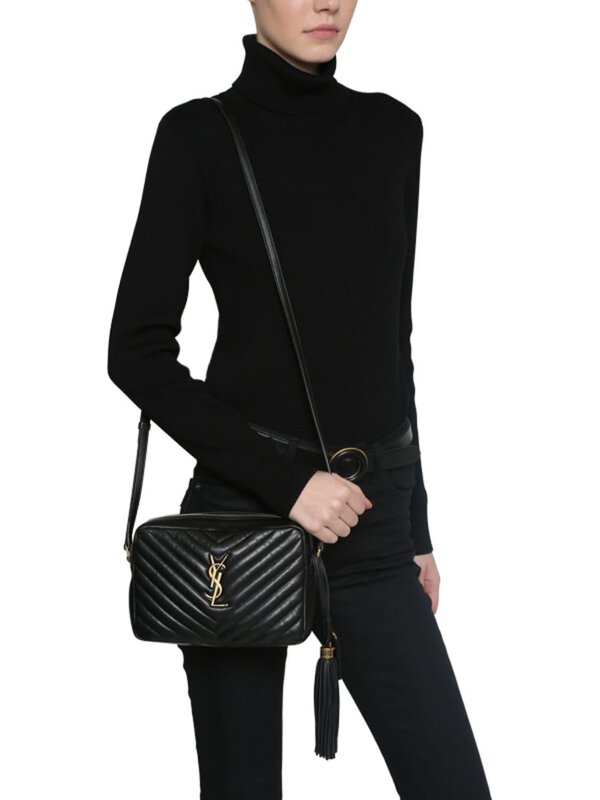 VIP 】หนังแท้ YSL SAINT LAURENT Lou Medium Monogram YSL Calf Crossbody Bag
