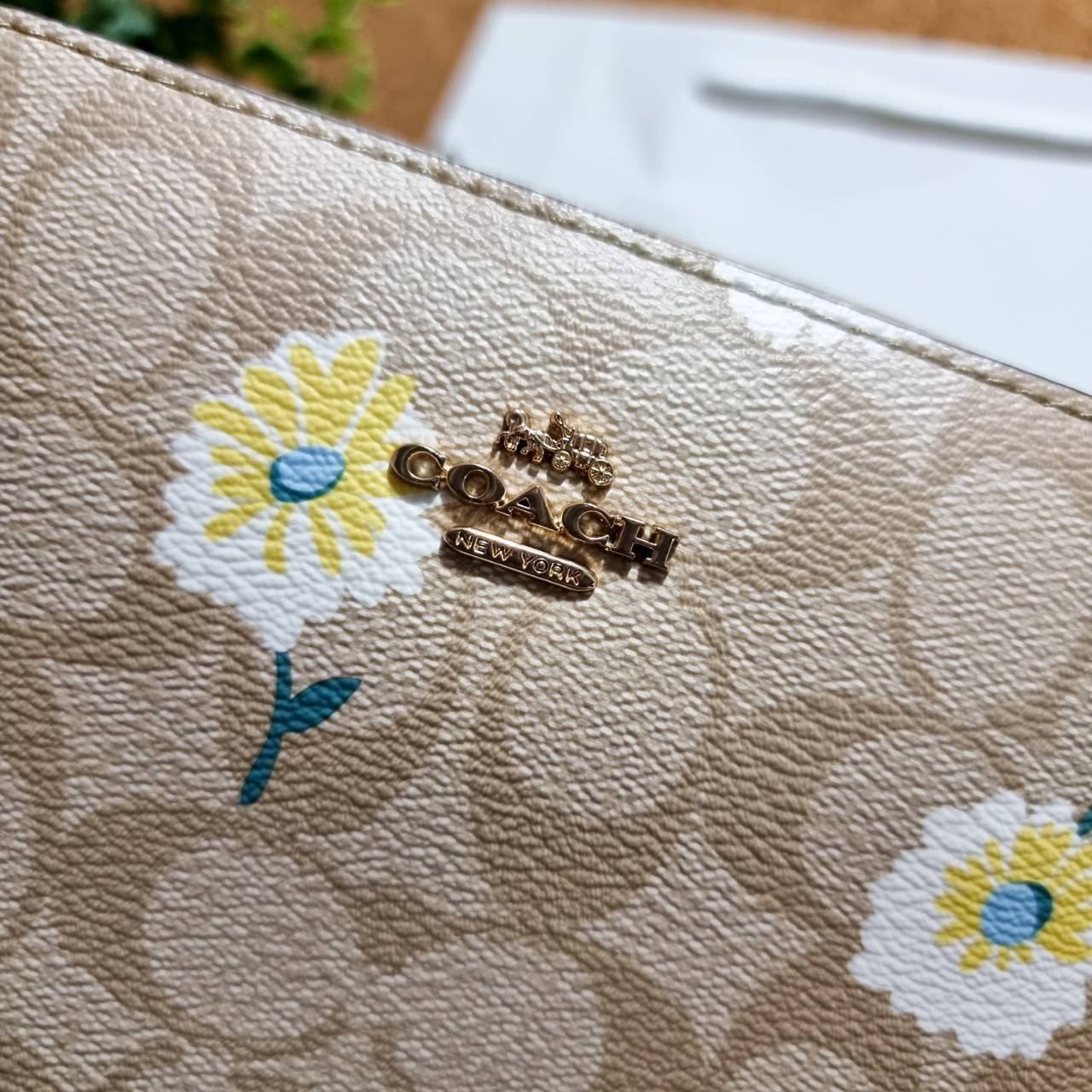 COACH C3354 MINI CAMERA BAG IN SIGNATURE CANVAS WITH DAISY PRINT คอลเลคชั่นใหม่ เอาใจสายหวาน!! กระเป๋าสะพายข้างไซส์มินิ ทรงสวยกำลังดี ดีไซน์ตกแต่งลายดอกเดซี่ คิ้วท์แบบไม่มีใครเกินแน่นอน วัสดุหนังแคนวาสเคลือบลาย เปิด-ปิดด้วยซิป สายสะพายปรับได้ตามตัว ภายในม