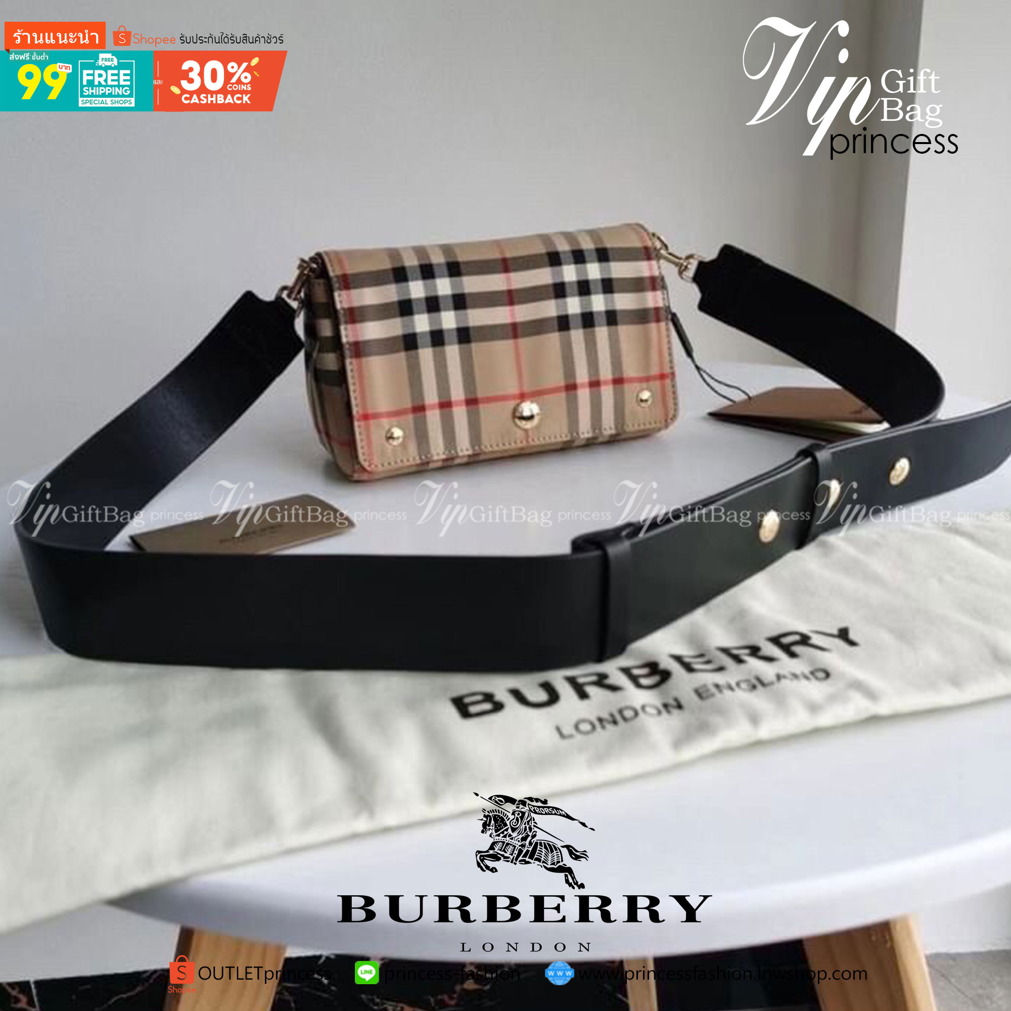 พรีเมี่ยมกิ๊ฟแท้ 100% 】BURBERRY Vintage canvas CROSSBODY BAG VIP GIFT WITH PURCHASE (GWP) วัสดุหนังแท้ และผ้าแคนวาส งานสวยมากก ถ่ายจากสินค้าจริงที่คุณลูกค้าจะได้รับเลยค่ะ