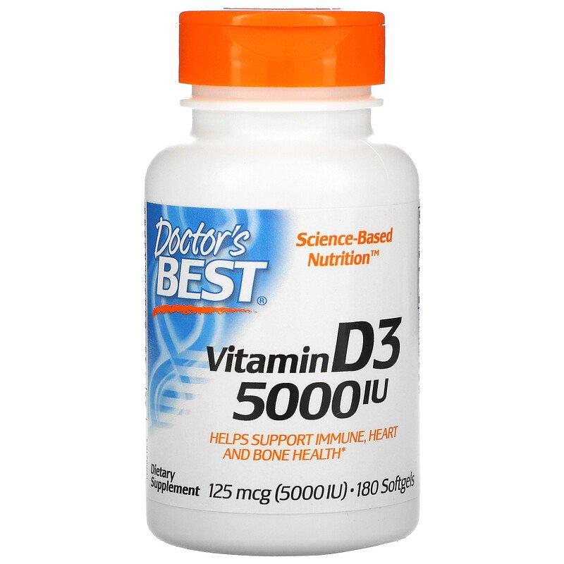 Doctor's Best Vitamin D3 125 mcg (5,000 IU) 180 Softgels