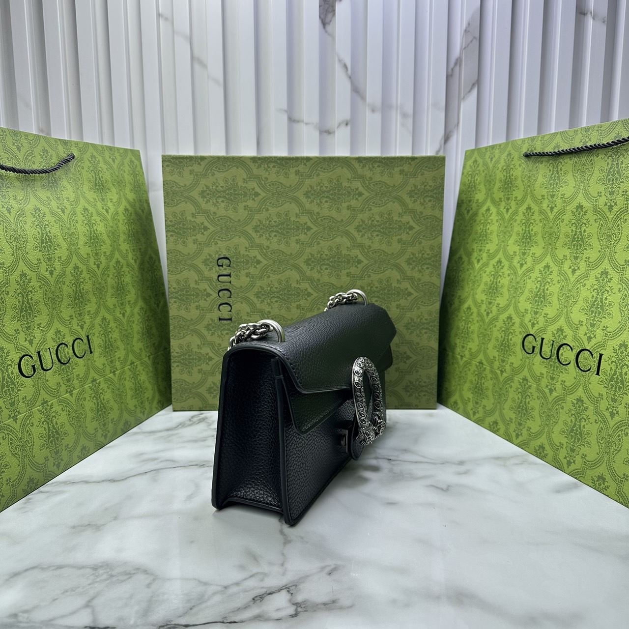 GUCCI DIONYSUS LEATHER SUPER MINI BAG กระเป๋าสะพายไดโอนิซูสหรูหราเป็นเอกลักษณ์ เกรดออริ สลับแท้ 1:1 ใช้งานต่างประเทศได้