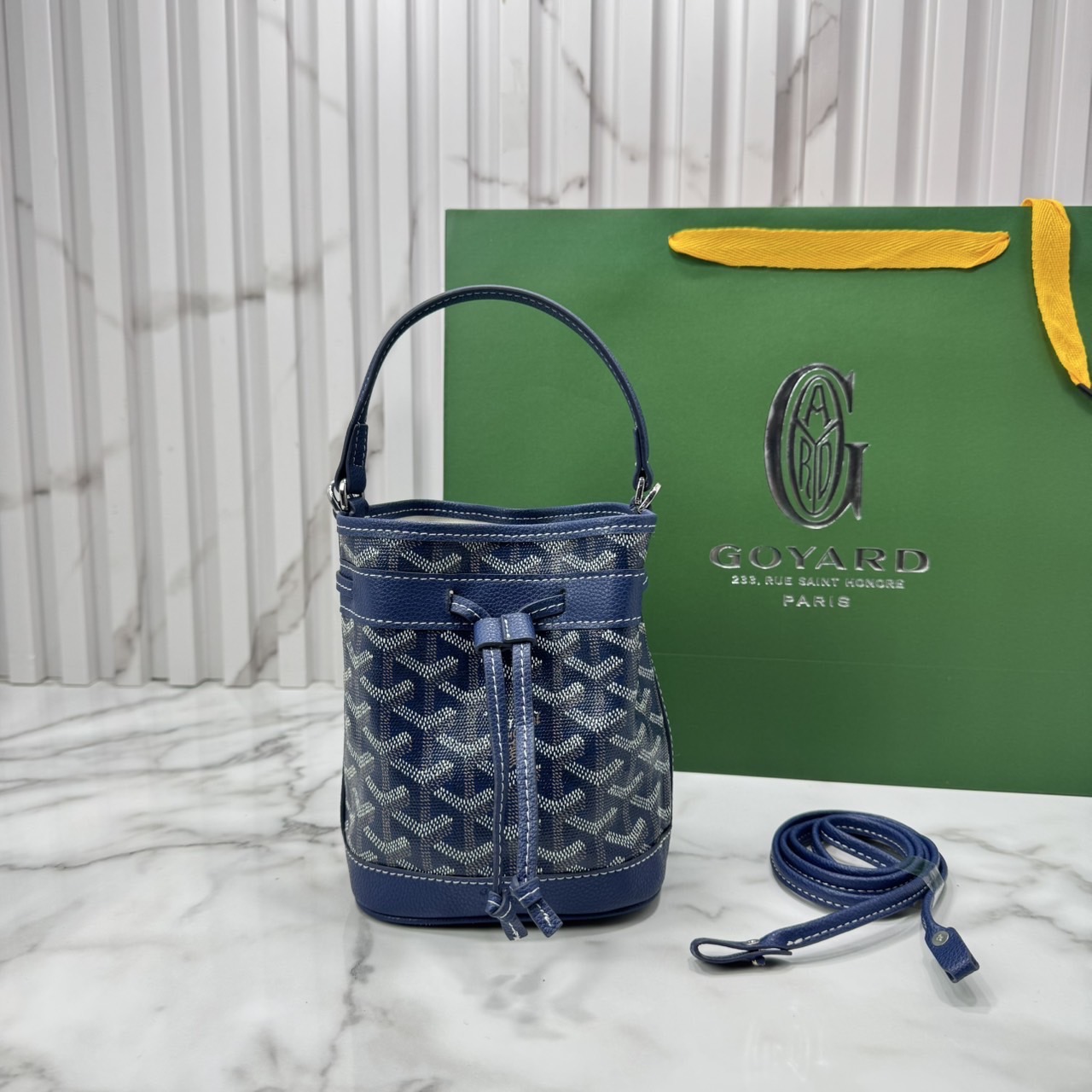 RI หนังแท้ | Goyard Petit Flot Mini bucket bag กระเป๋าสะพายทรงบัคเก็ต ไซส์มินิ ดูผู้ดีในตัว วัสดุหนังแคนวาสพิมพ์ลายสวยคม
