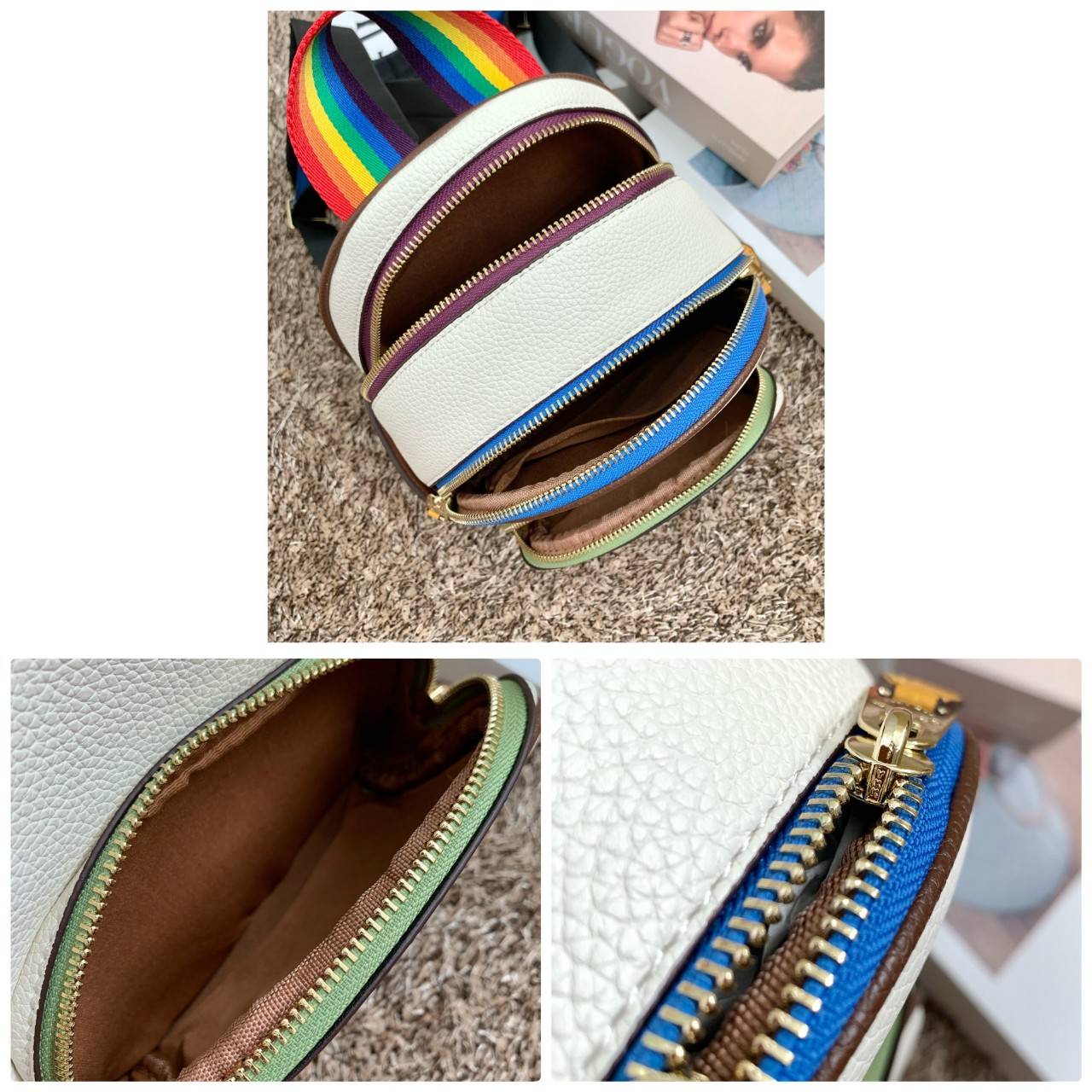 COACH MINI COURT BACKPACK WITH RAINBOW COACH ((CA624)) 🌈ต่อกันเลย สวยกันก่อน วางน้องไม่ลงเลยจริงๆค่าา😍 พร้อมส่ง! ยังไม่เข้าไทย กับกระเป๋าสะพายหลังแบบมีหูหิ้วในตัว บอกก่อนเลยว่าหนังของน้องทั้งนิ่ม ทั้งสวย อย่างดีเลยค่ะ