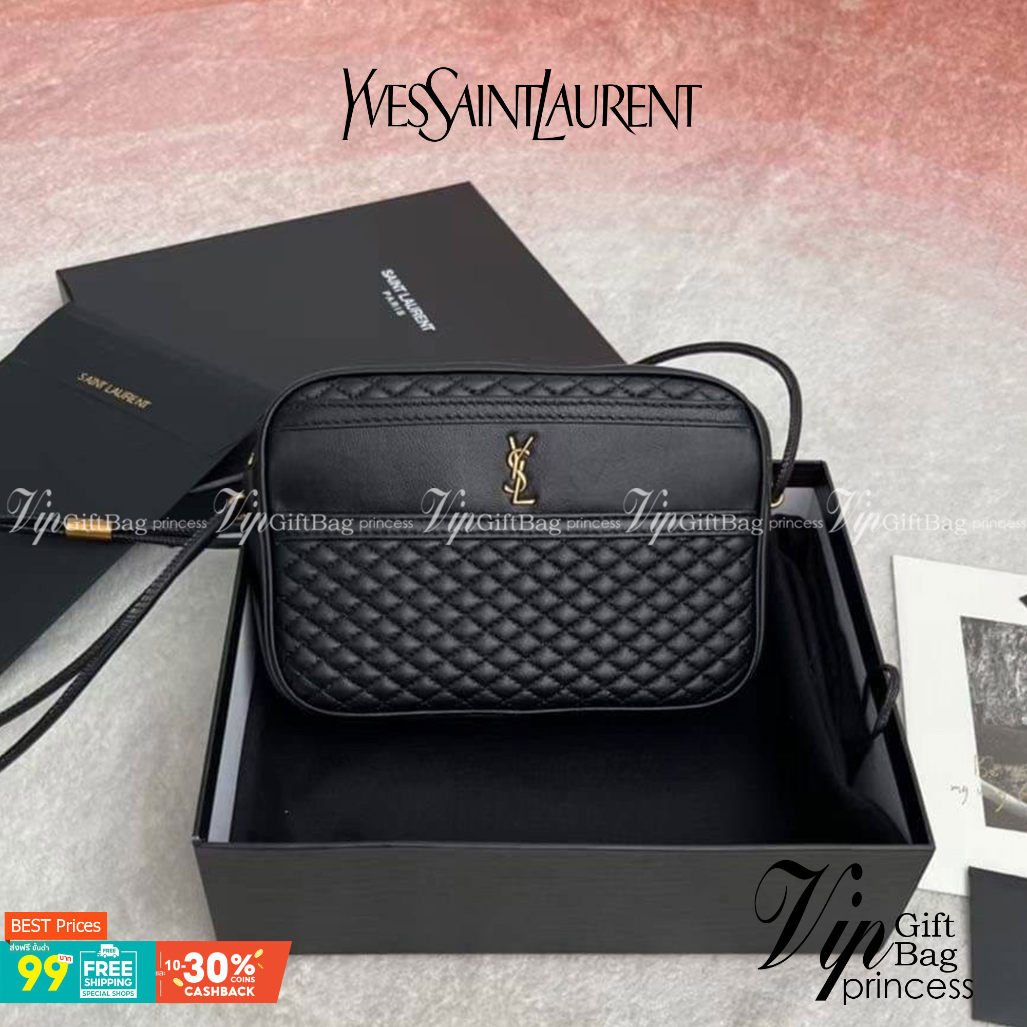 YVES SAINT LAURENT BAG กระเป๋าสะพายสไตล์วินเทจทรงเหลี่ยม งานหนังแท้สวย โทนสีดำคาสสิก หนังฟูสวยมากค่ะ ภายในโล่งจะสะพายไหล่ CROSSBODY ก็ดูดี สินค้ามาพร้อมถุงผ้าและกล่องแบรนด์พร้อมส่งที่ไทยราคาสุดคุ้ม สาวก YSL ห้ามพลาด!