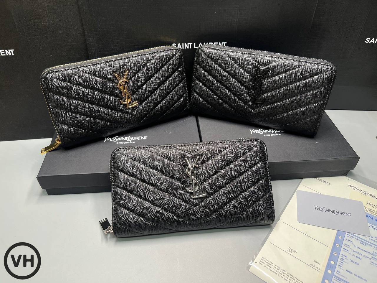 ORI หนังแท้ | YSL zip around wallet / YSL Long Wallet กระเป๋าสตางค์ใบยาวซิปรอบ 🤍 เกรดออริจินอล