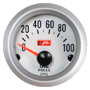 เกจ์วัดแรงดันน้ำมันเครื่อง Oil pressure ขอบเงินพื้นขาว 52 mm
