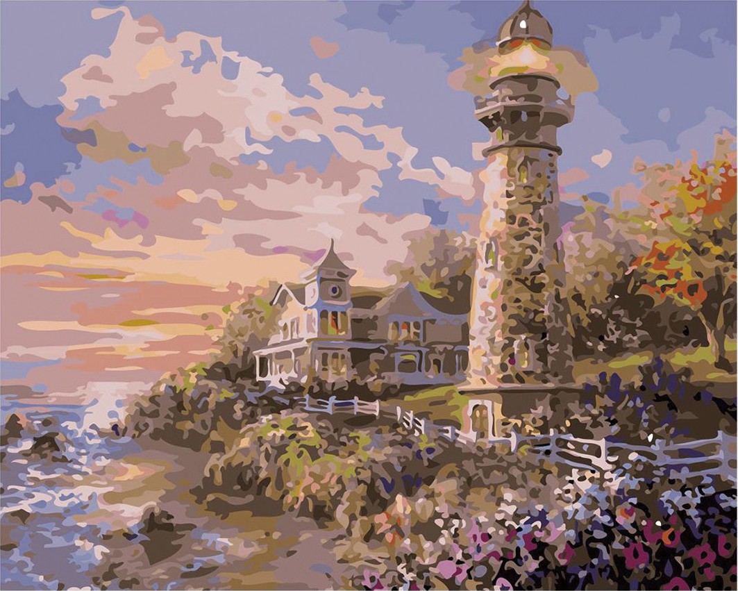 CG4423 ภาพระบายสีตามตัวเลข "ประภาคารยามเย็น"