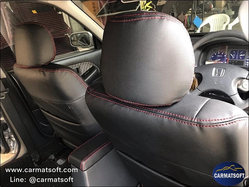 ชุดหุ้มเบาะรถยนต์ CITY TYPE-Z ปี1999-02 หนังPVC เกรดA หนา1มิล สีดำด้ายแดง