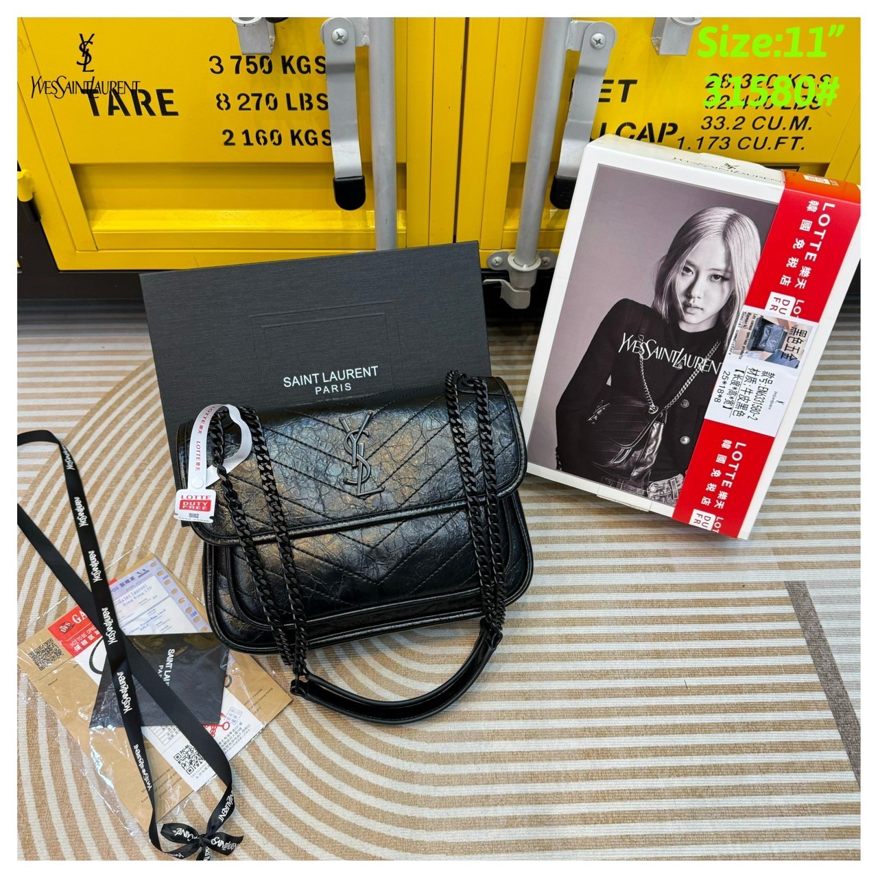 YSL NIKI IN VINTAGE LEATHER BAG กระเป๋าสะพายทรงคลาสสิคสุดฮอต (อะไหล่เงิน/ดำ) ที่ใครๆก็ต้องมีใช้ ดีไซน์เรียบหรู วัสดุหนังลายวินเทจสัมผัสดี