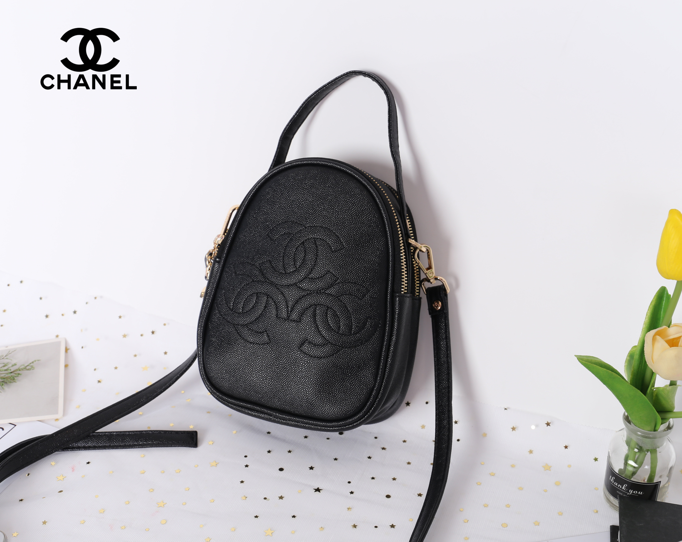 CHANEL Chanel Triple crossbody with two zip กระเป๋าสะพายใช้งานได้ทั้งแบบถือ และสะพาย crossbody หนังลายคาเวียร์
