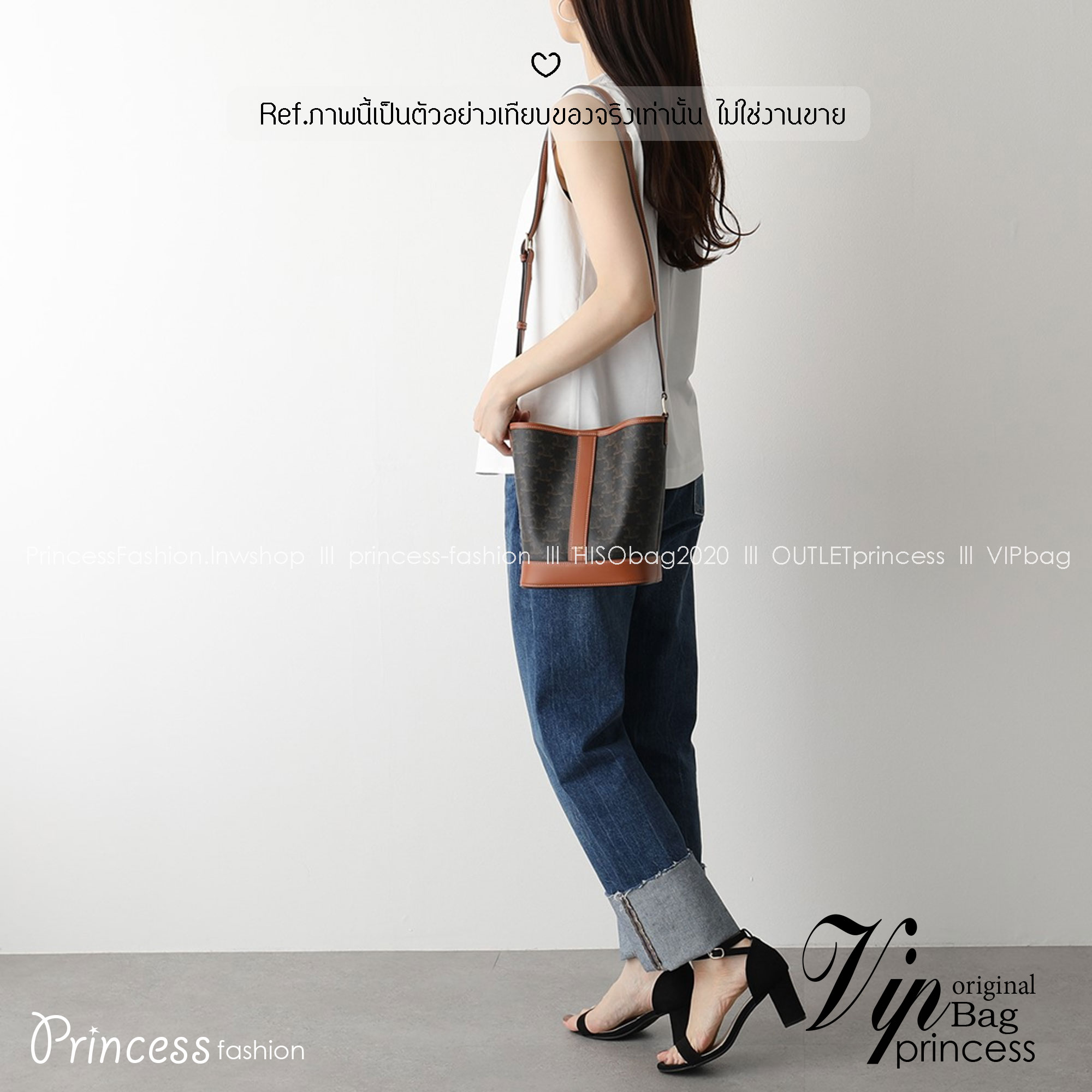 Celine bucket bag in Triomphe canvas and leather / Celine Tote Bag 6" 8" 9.5" กระเป๋าสะพายทรงบัคเก็ต โท้ทรุ่นแรกของแบรนด์ที่ได้รับความนิยมมากที่สุด ควรมีติดตู้ไว้เลย ดีไซน์สวยคลาสสิคไม่มีเอาท์