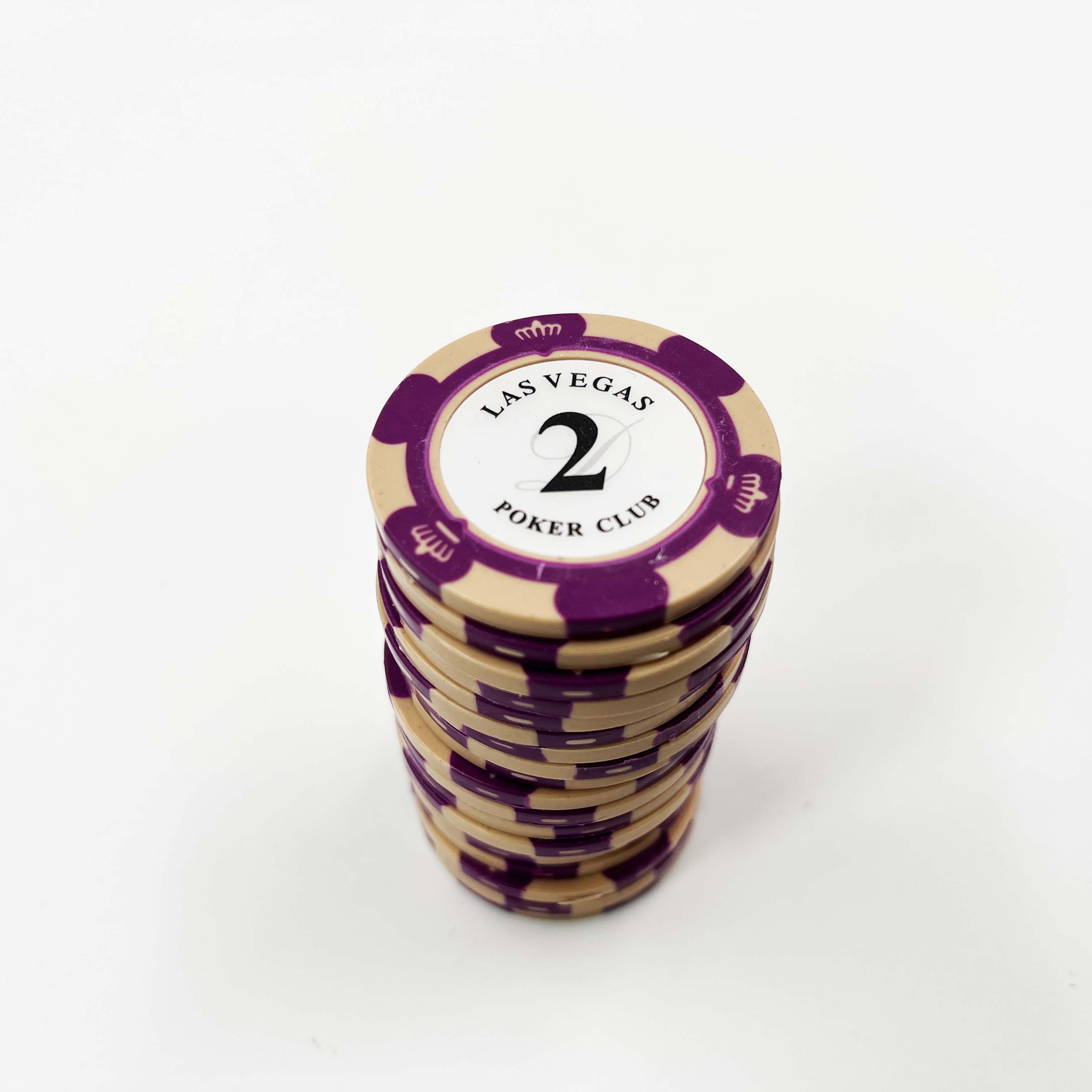 ชิปโป๊กเกอร์เกรดพรีเมี่ยมซื้อแบบแยกเหรียญ น้ำหนักขนาดมาตรฐานลาย Lasvegas (แบรนด์ Poker Club)