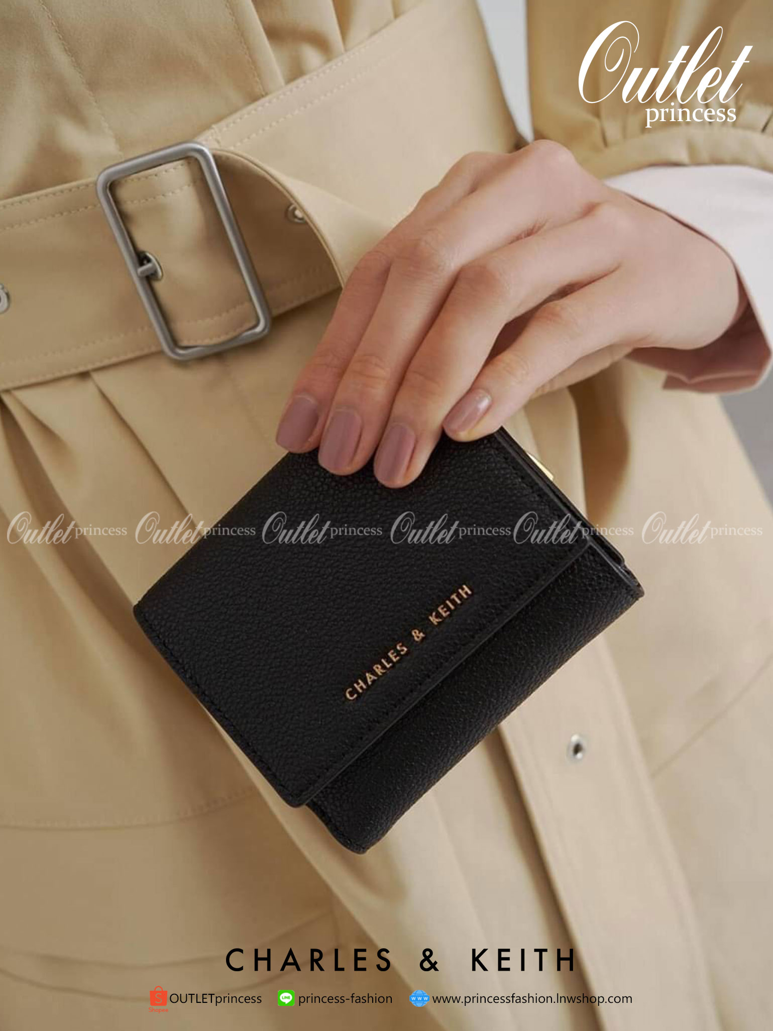 CHARLES & KEITH MINI SNAP-BUTTON SMALL WALLET กระเป๋าเงินใบ 3 พับสุดคลาสสิค ขนาดกระทัดรัดเหมาะกับการพกพาและใช้กับกระเป๋าใบเล็กมากๆเลยค่า