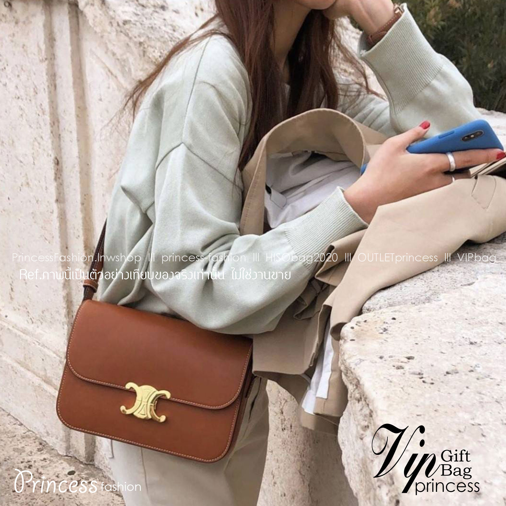 CELINE CLASSIQUE TRIOMPHE BAG IN SHINY CALFSKIN ไอเท็มสุดคลาสสิค ที่ขาดไม่ได้ กระเป๋าสะพายทรงสวยคลาสสิค แฝงความผู้ดี ที่ใช้ได้ทั้งชายหญิง