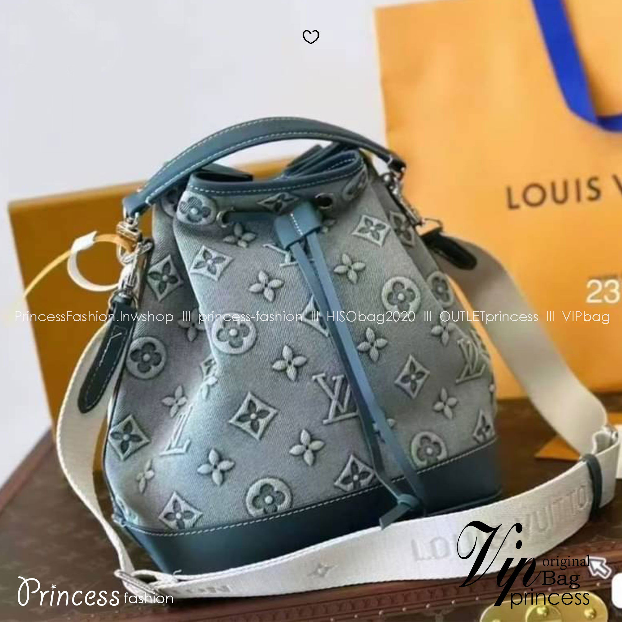 LV Nano Noé Denim Vintage Bag / LV Bucket Bag กระเป๋าทรงบัคเก็ตเดนิมสไตล์วินเทจ รุ่นใหม่ปั้มลายโมโนแกรมบนเดนิมสุดไอคอนิก ที่ใครเห็นต้องเป็นคลั่งรัก ผู้ดี หรูหราได้ทุกลุค ทุกสไตล์