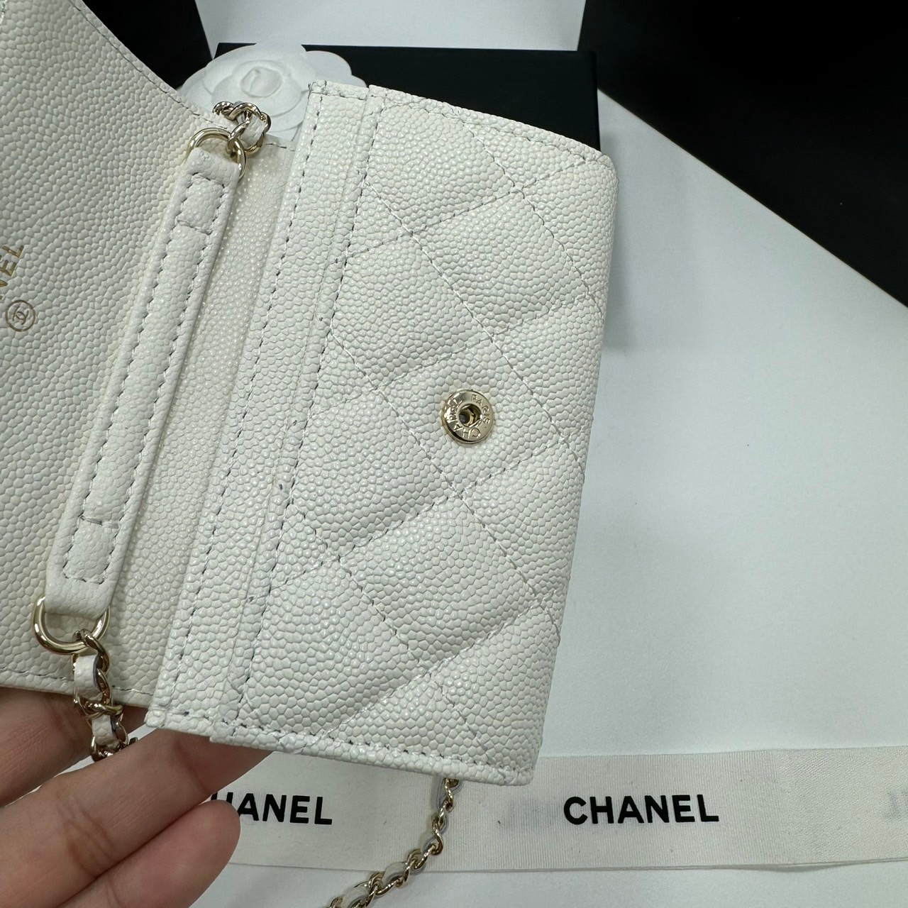 CHANEL mini wallet on chain crossbody กระเป๋าสตางค์พร้อมสายสะพายไซส์มินิ เกรดออริ 1:1 ใช้งานต่างประเทศได้ ภาพถ่ายจากงานขายจริง
